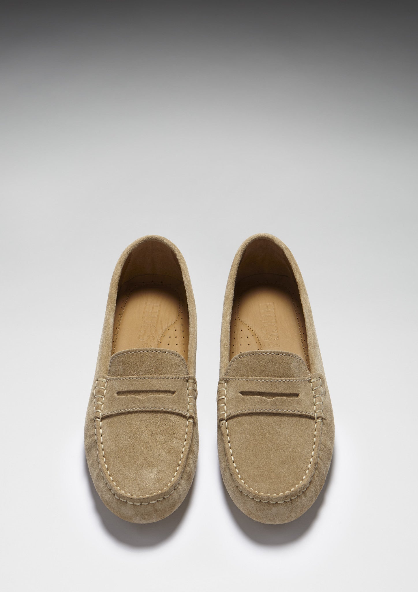 Women's Penny Driving Loafers in Taupe Suede