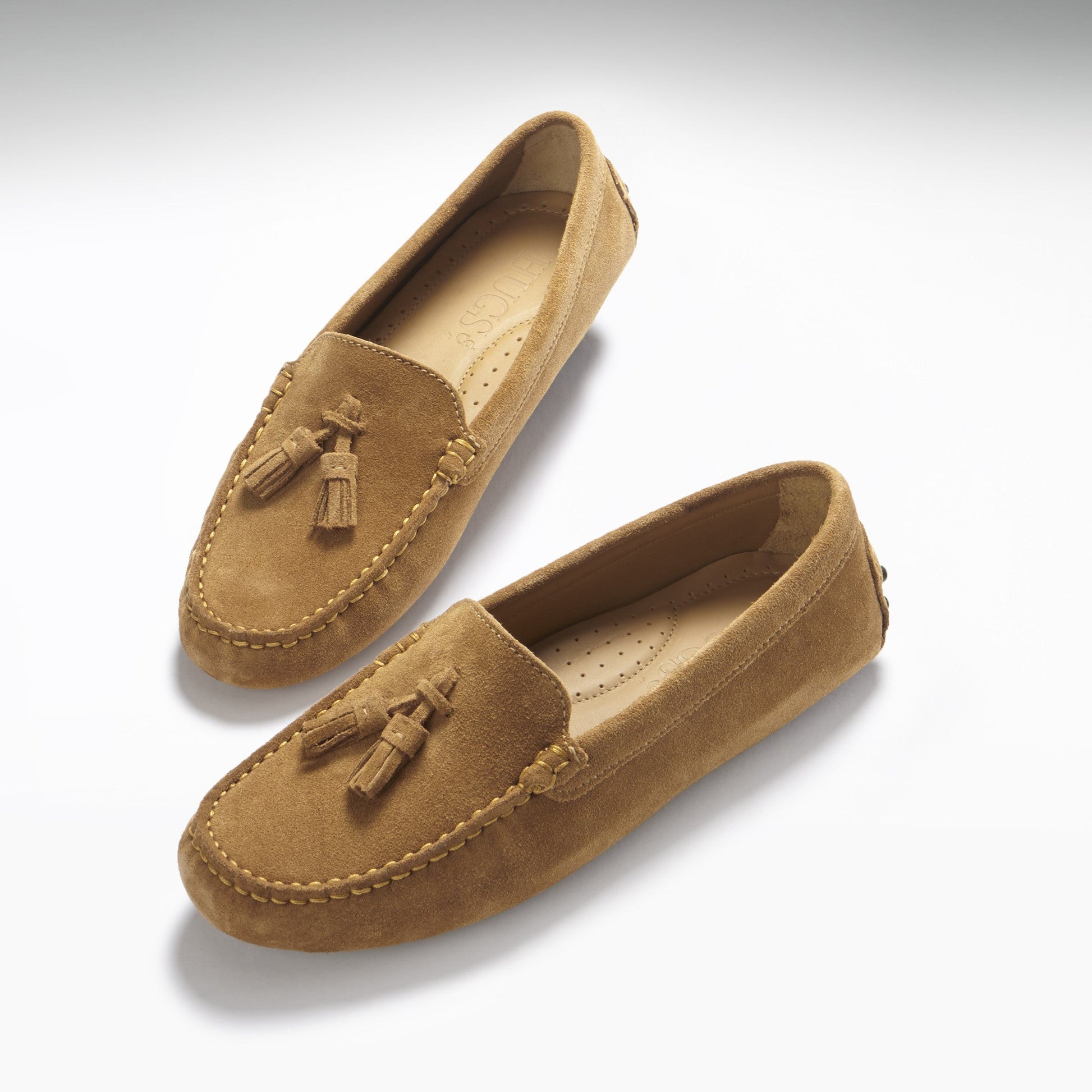 Women's Tasselled Driving Loafers in Tobacco Suede