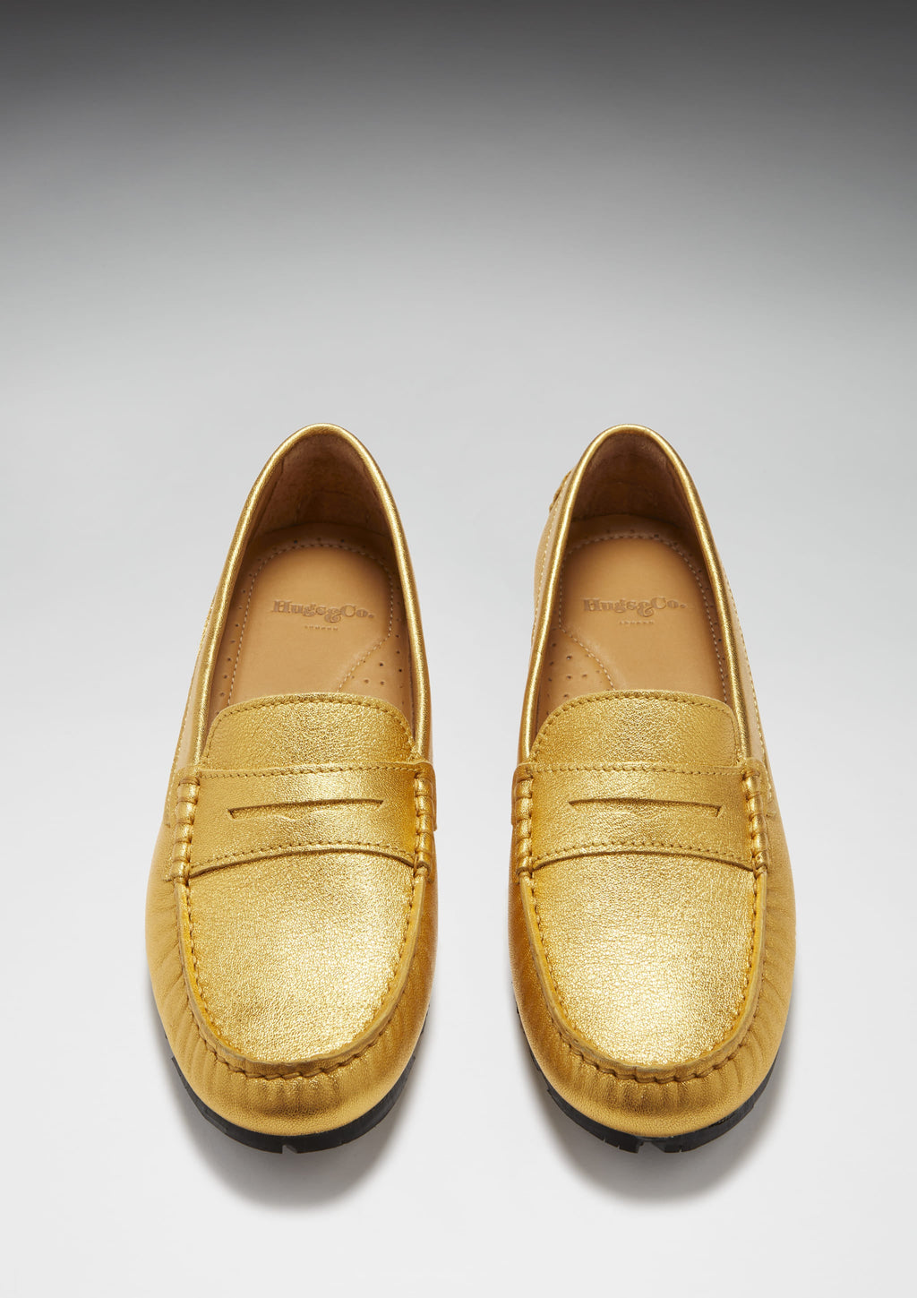 Women's Yellow Gold Leather Penny Loafers