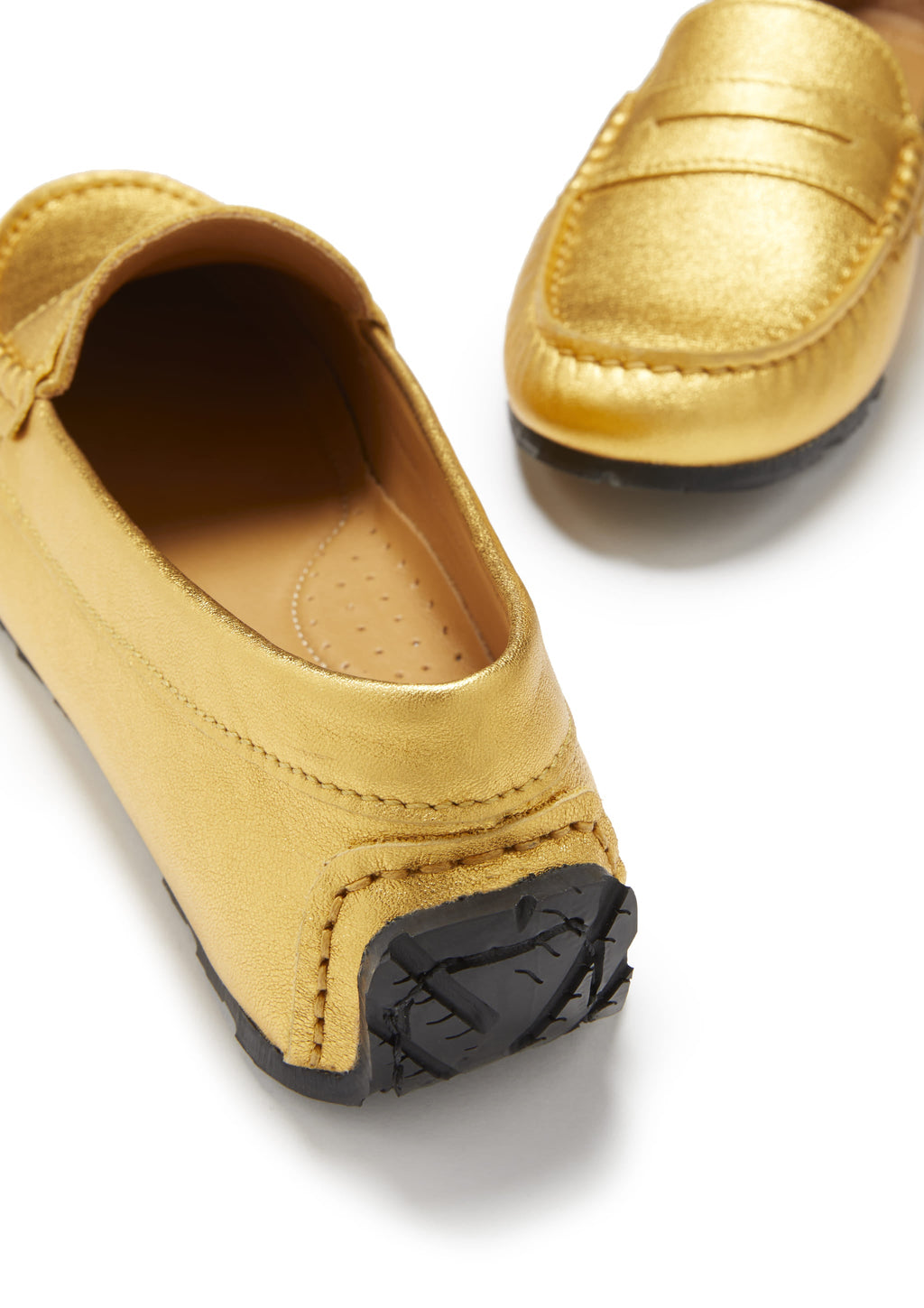 Women's Yellow Gold Leather Penny Loafers
