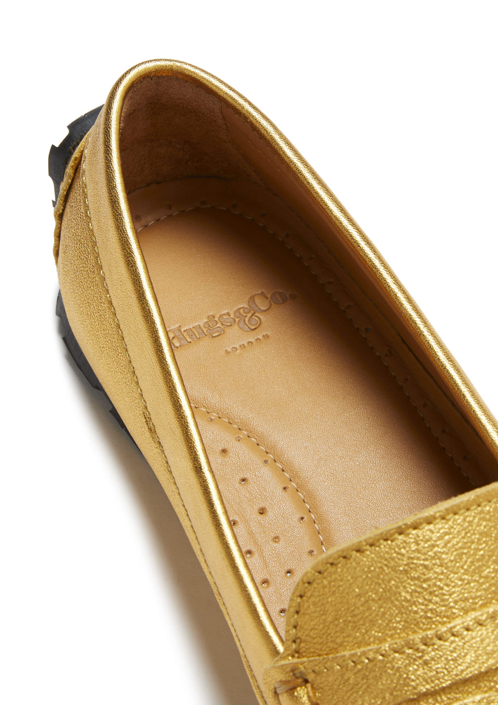 Women's Yellow Gold Leather Penny Loafers