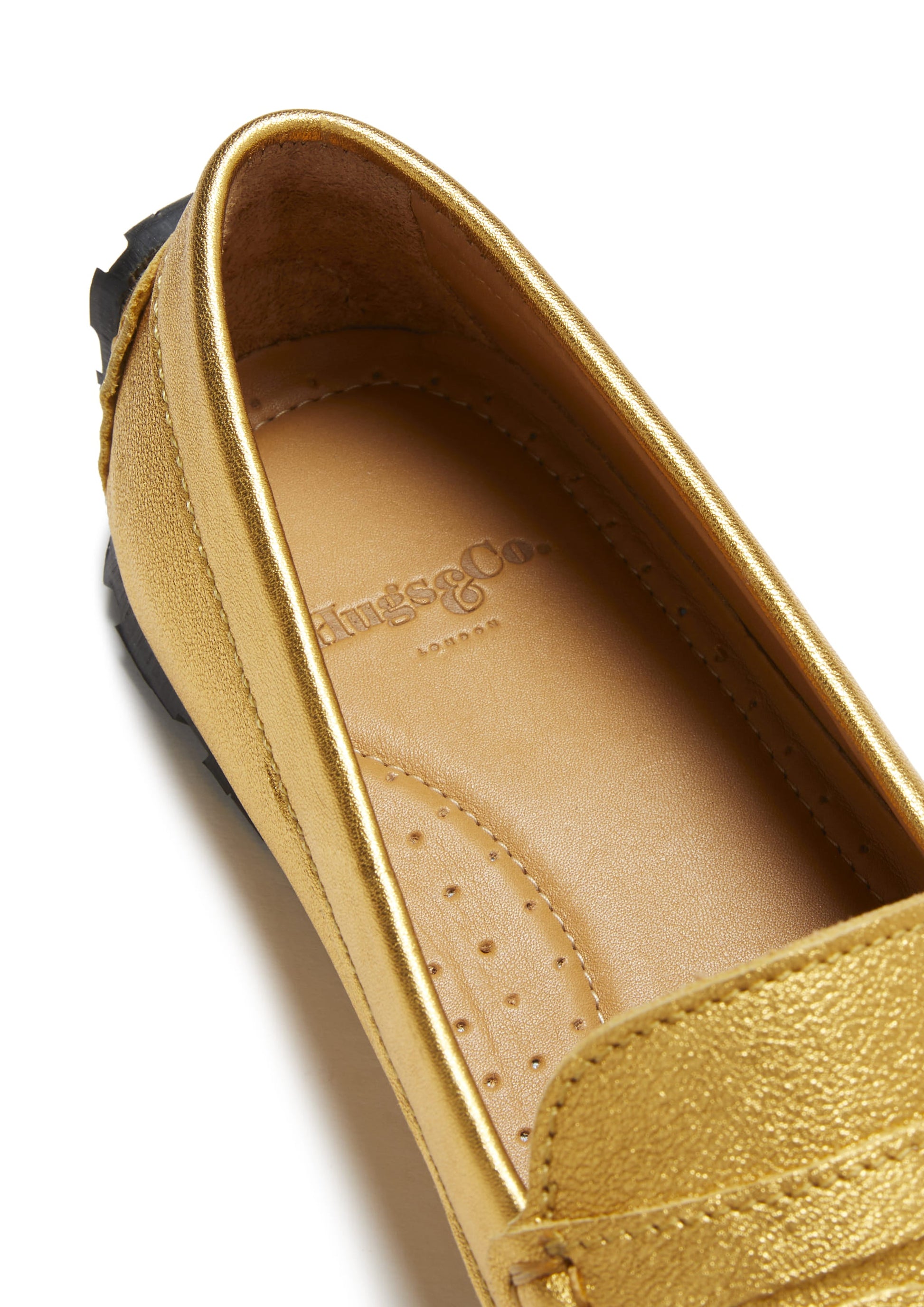 Women's Yellow Gold Leather Penny Loafers