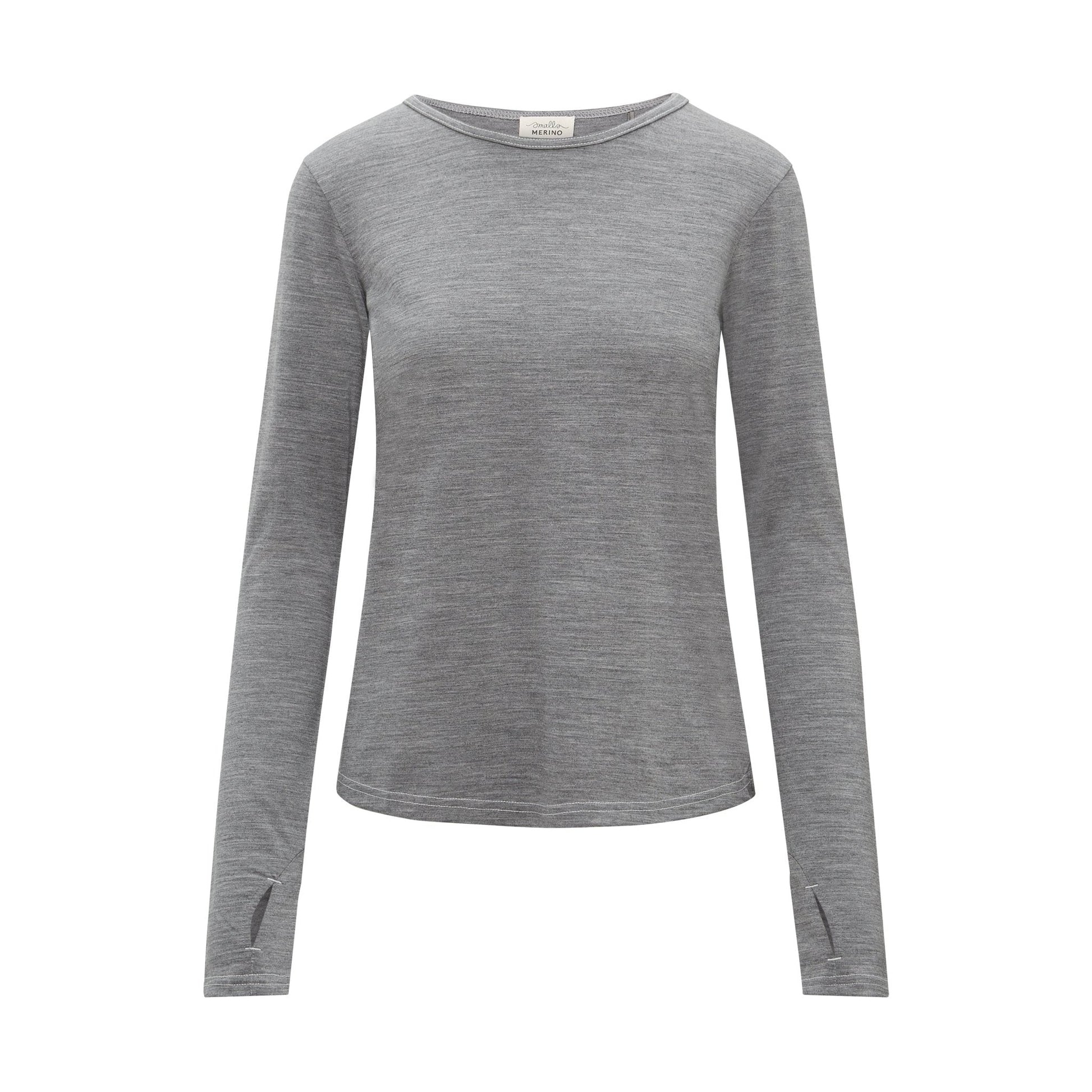 Women's Merino Long Sleeve Top in Grey Marle