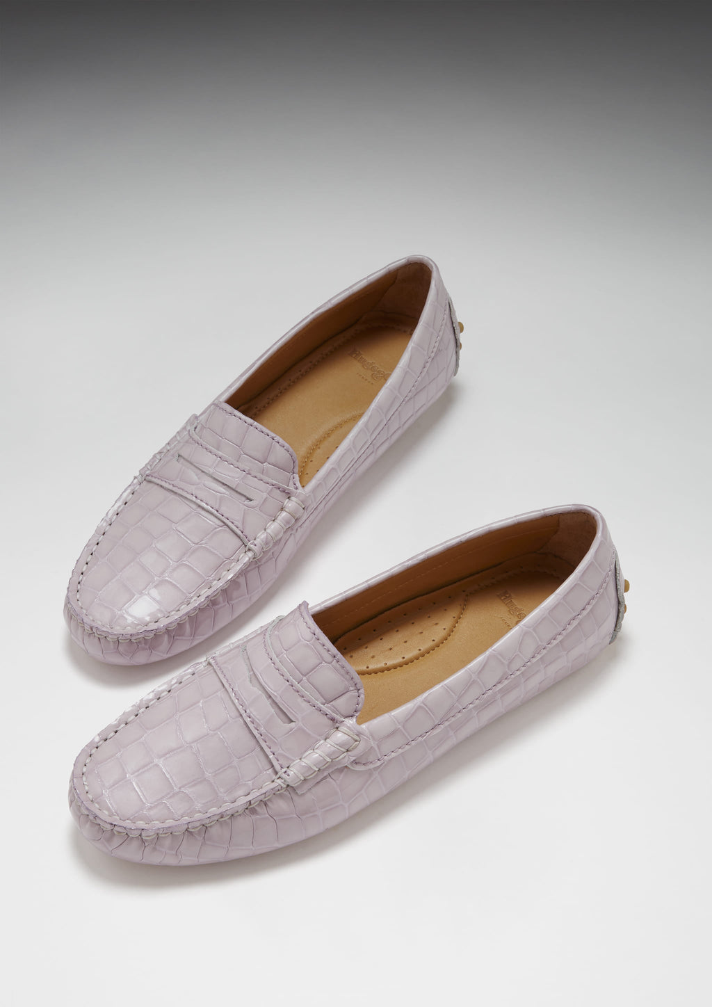 Women's Lilac Croc Print Penny Loafers