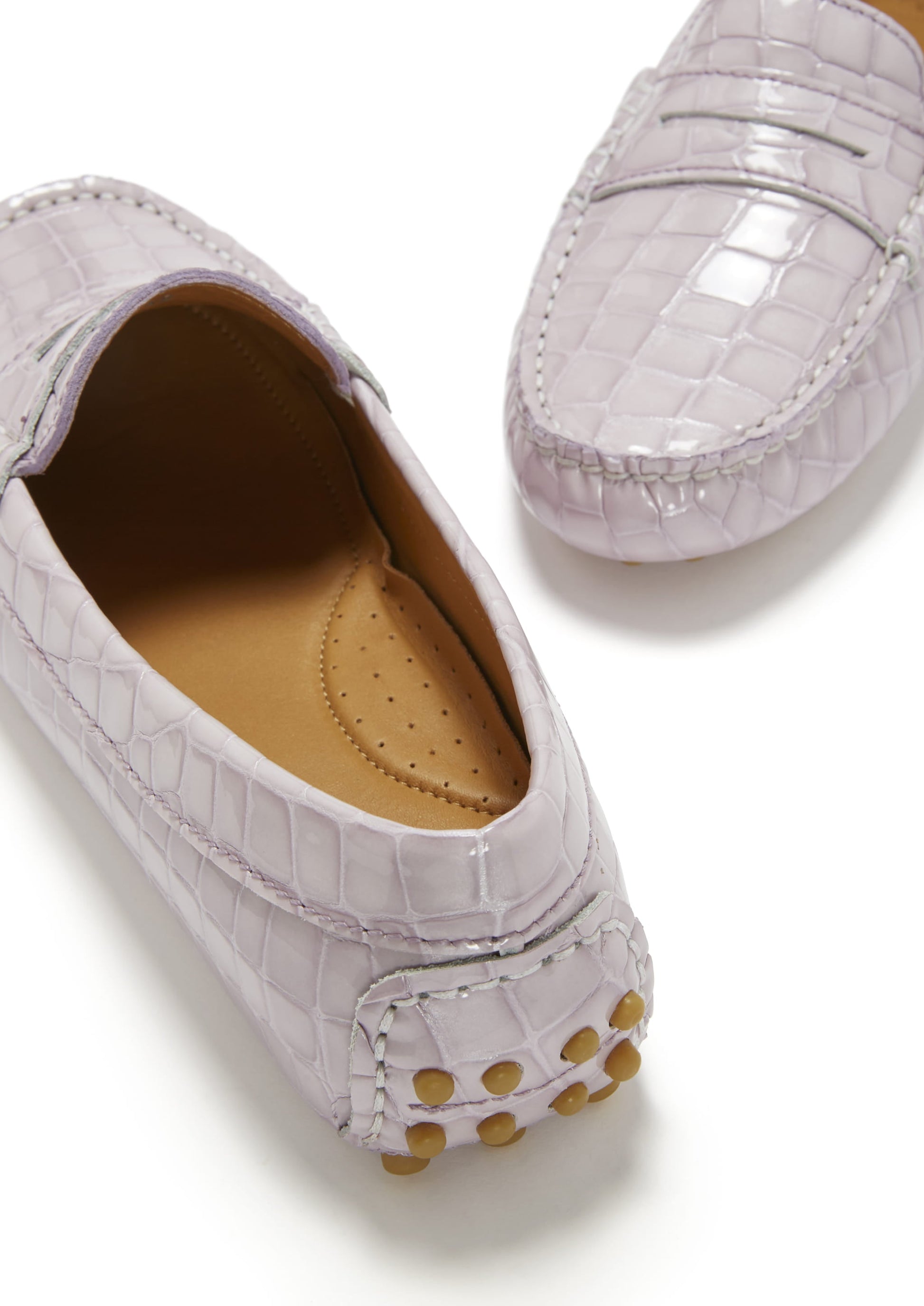 Women's Lilac Croc Print Penny Loafers