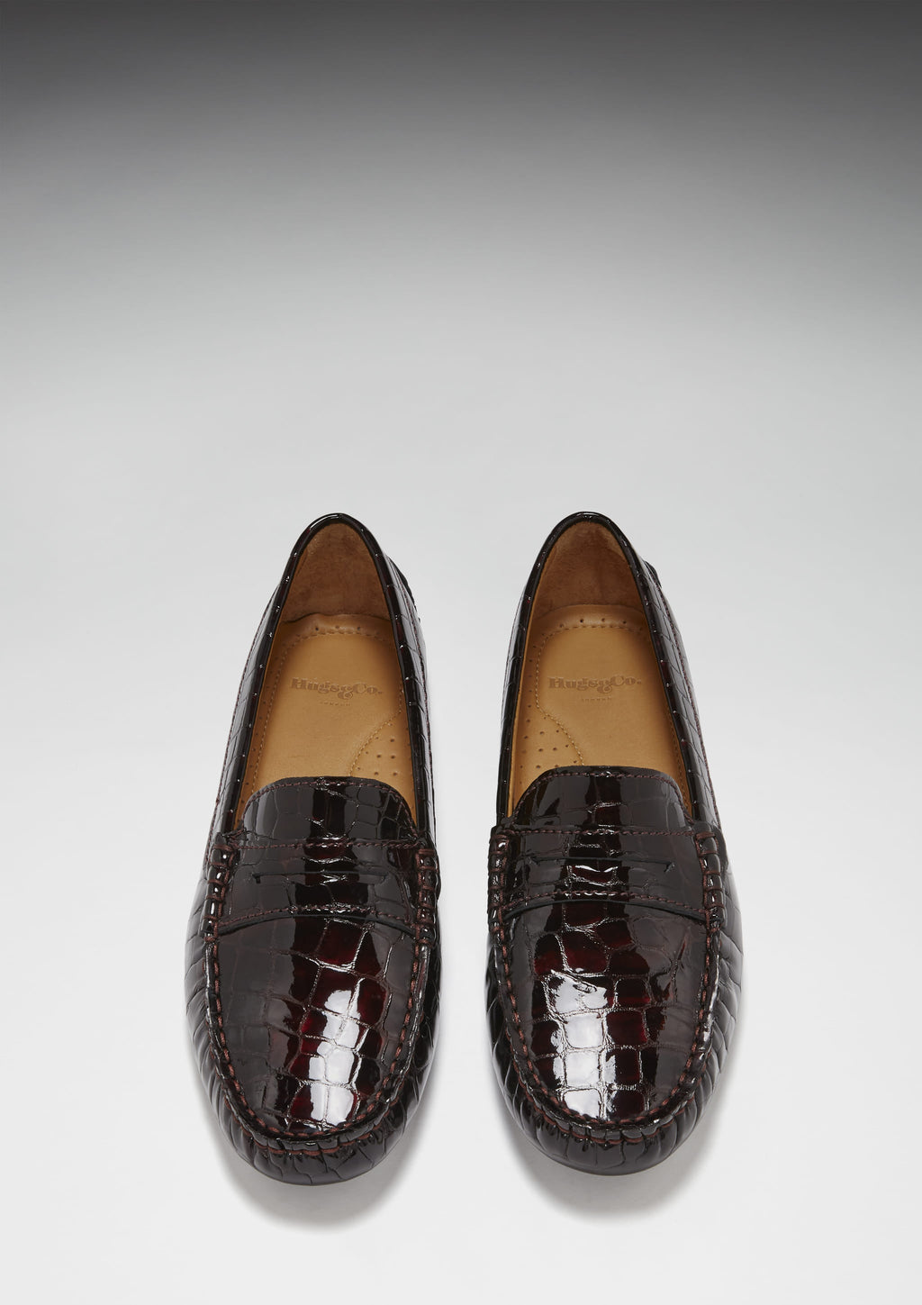 Women's Brown Croc Print Penny Driving Loafers