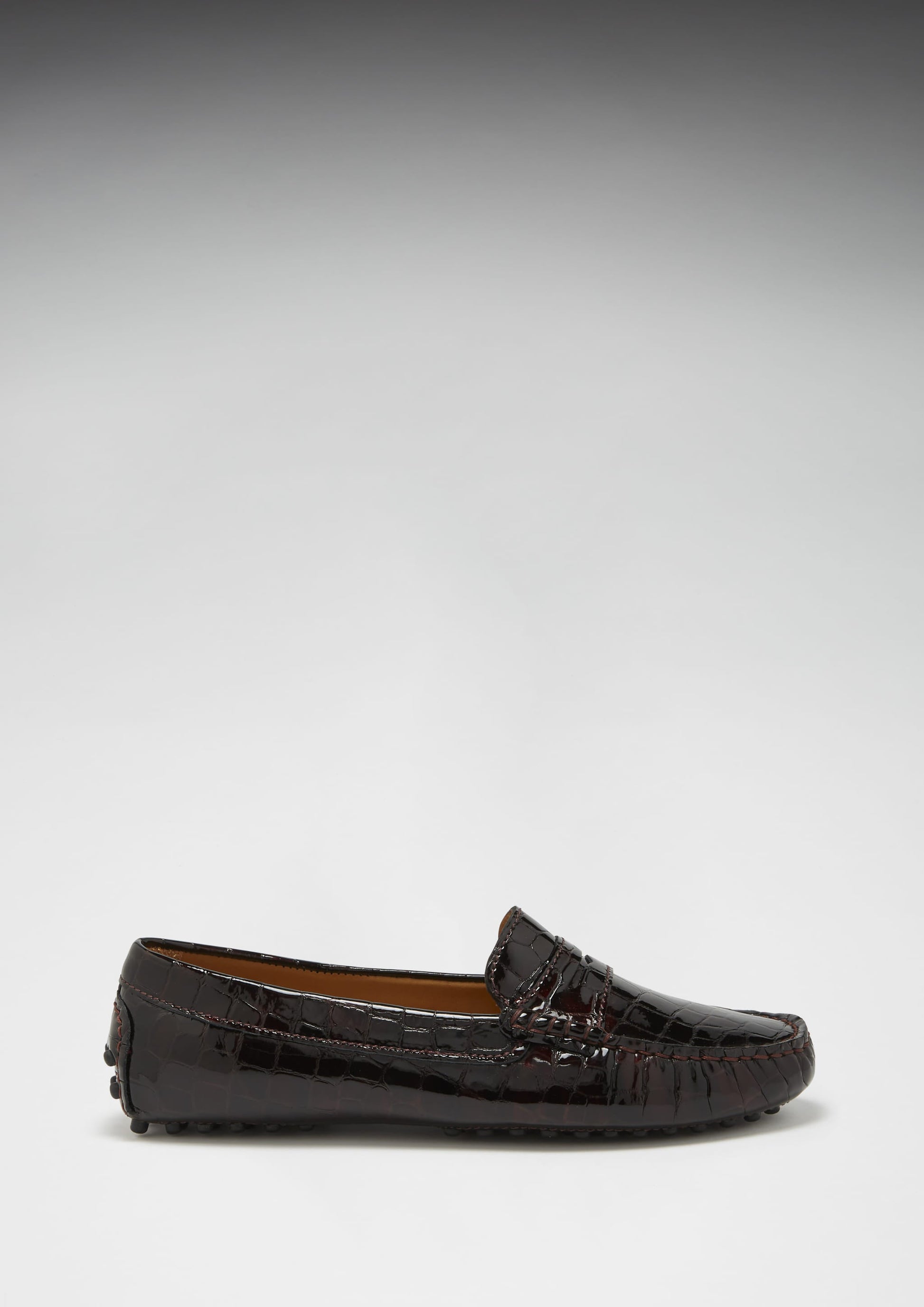Women's Brown Croc Print Penny Driving Loafers