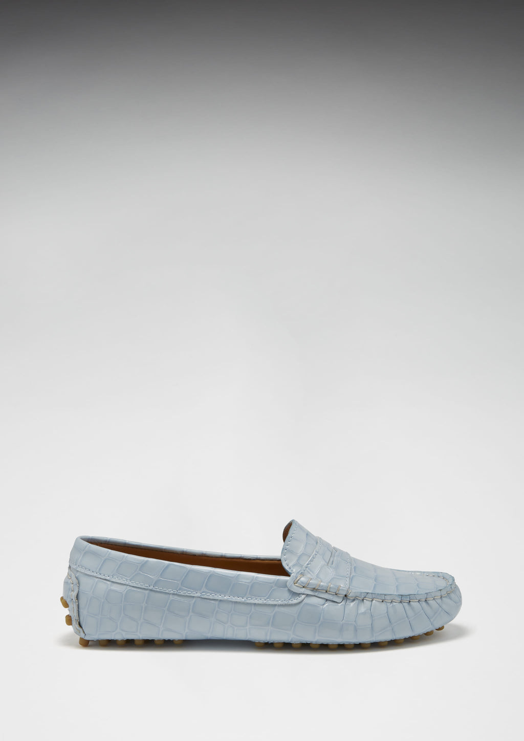 Women's Penny Driving Loafers in Powder Blue Patent Leather