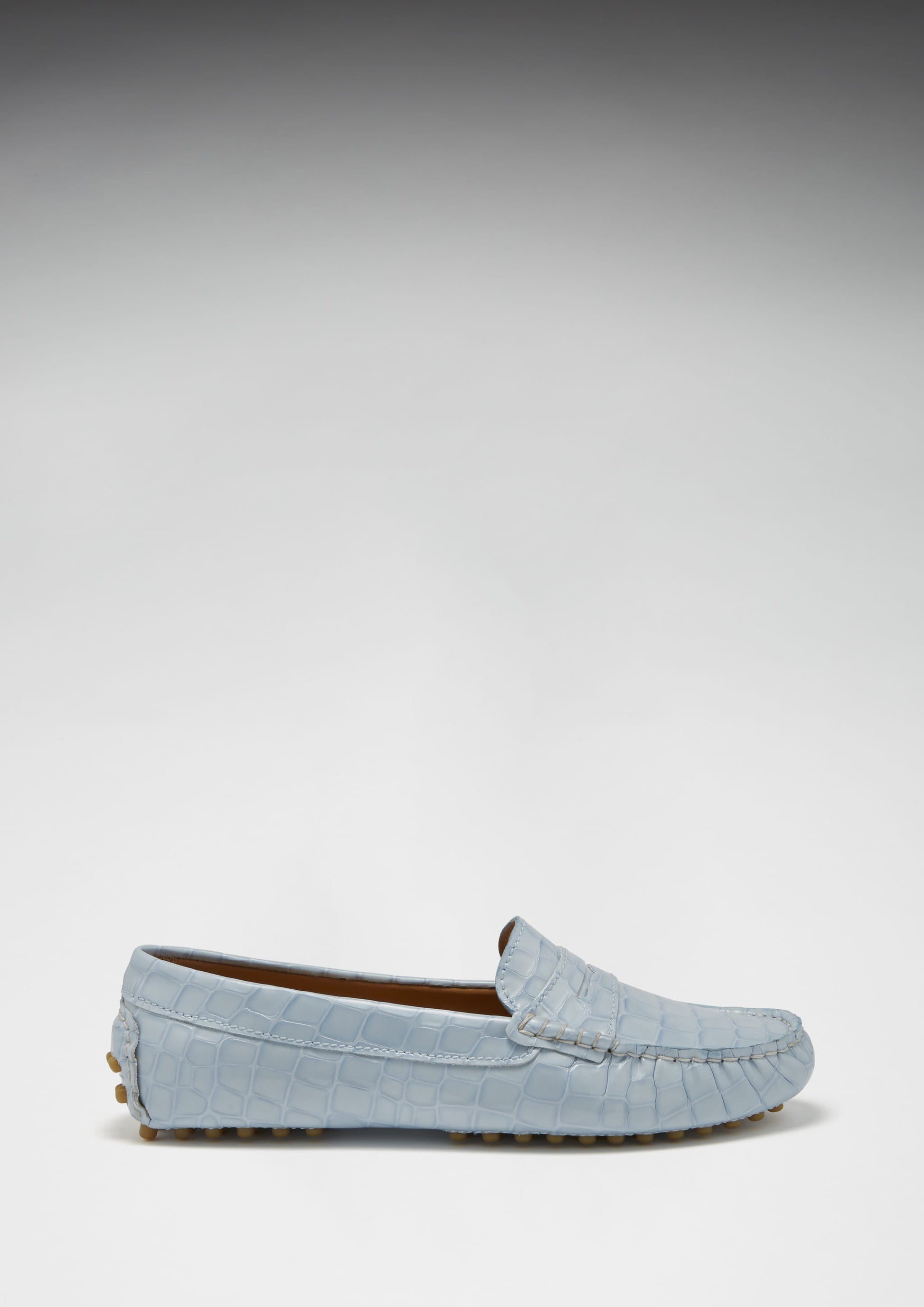 Women's Penny Driving Loafers in Powder Blue Patent Leather