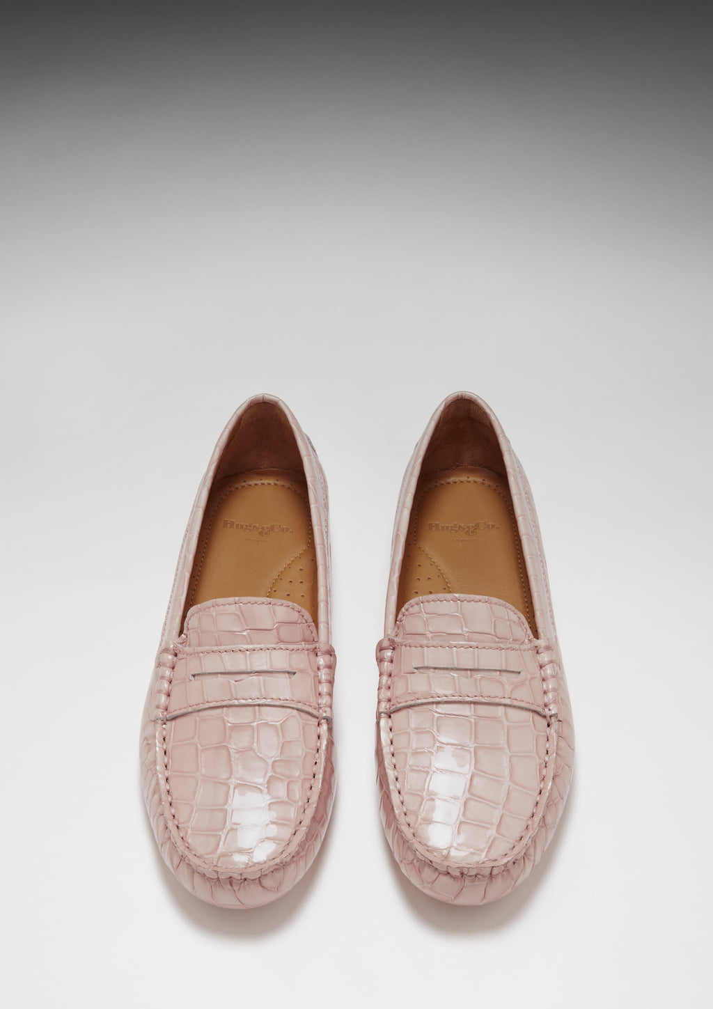 Women's Penny Driving Loafers in Powder Pink Patent Leather