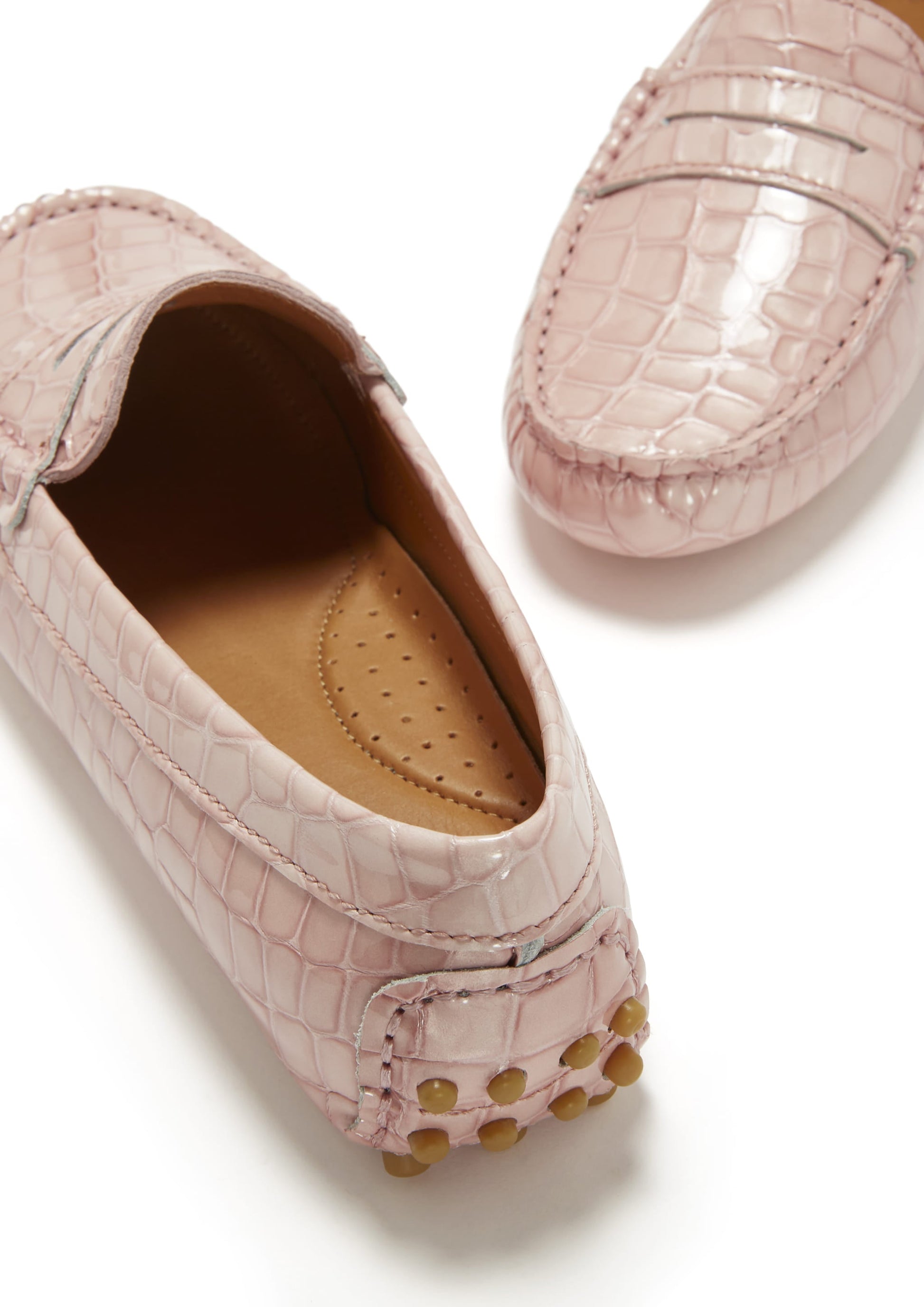 Women's Penny Driving Loafers in Powder Pink Patent Leather