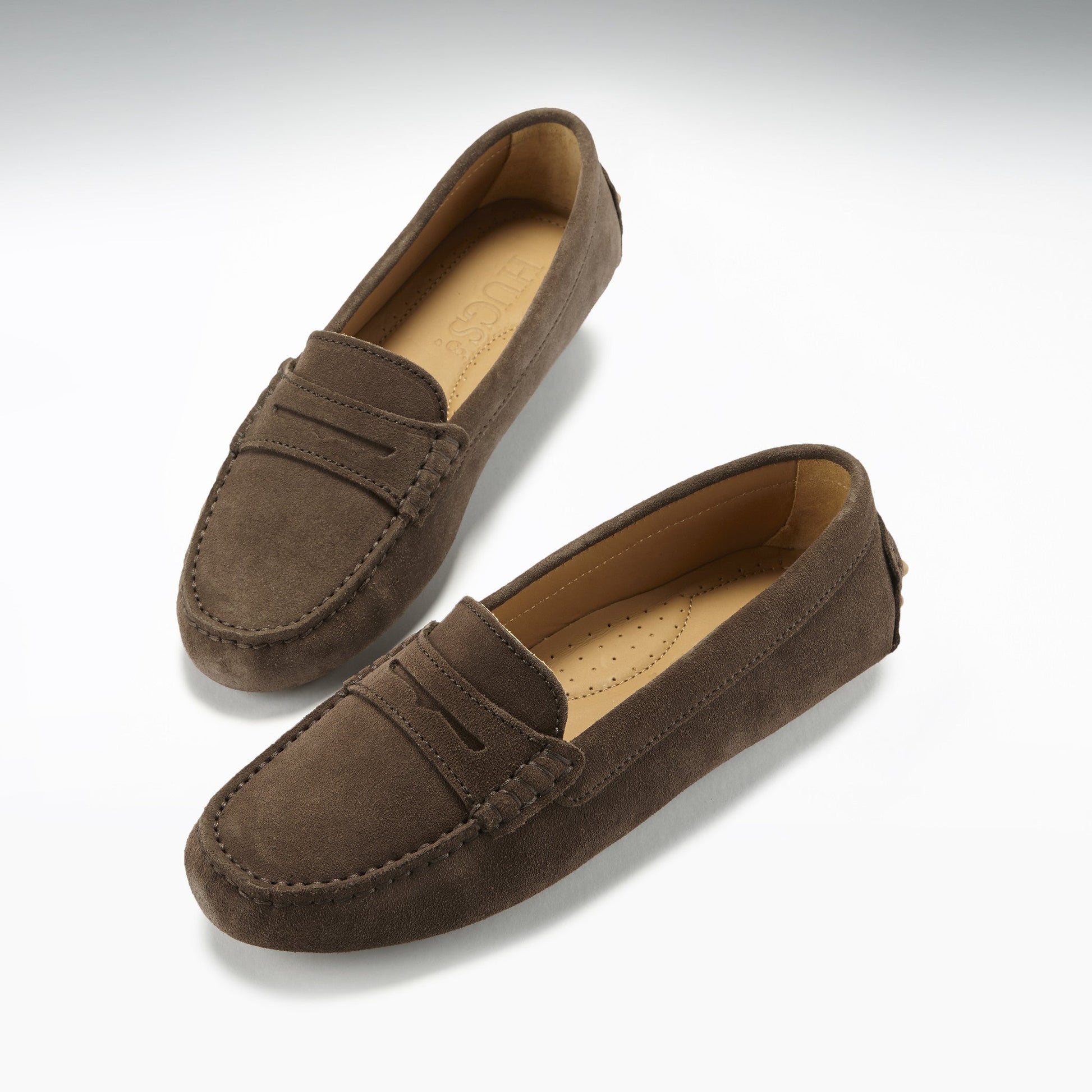 Women's Brown Suede Penny Driving Loafers