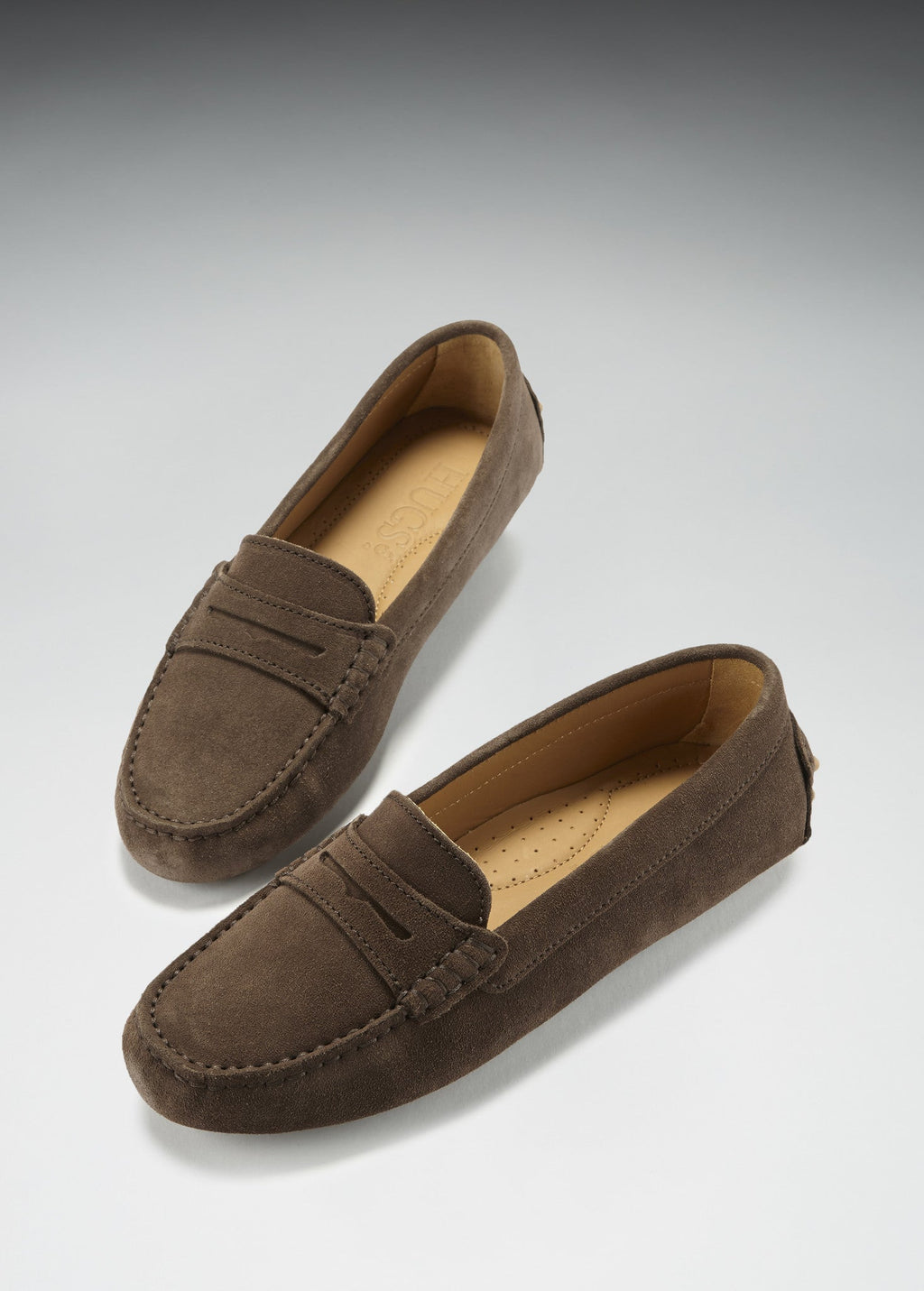 Women's Brown Suede Penny Driving Loafers