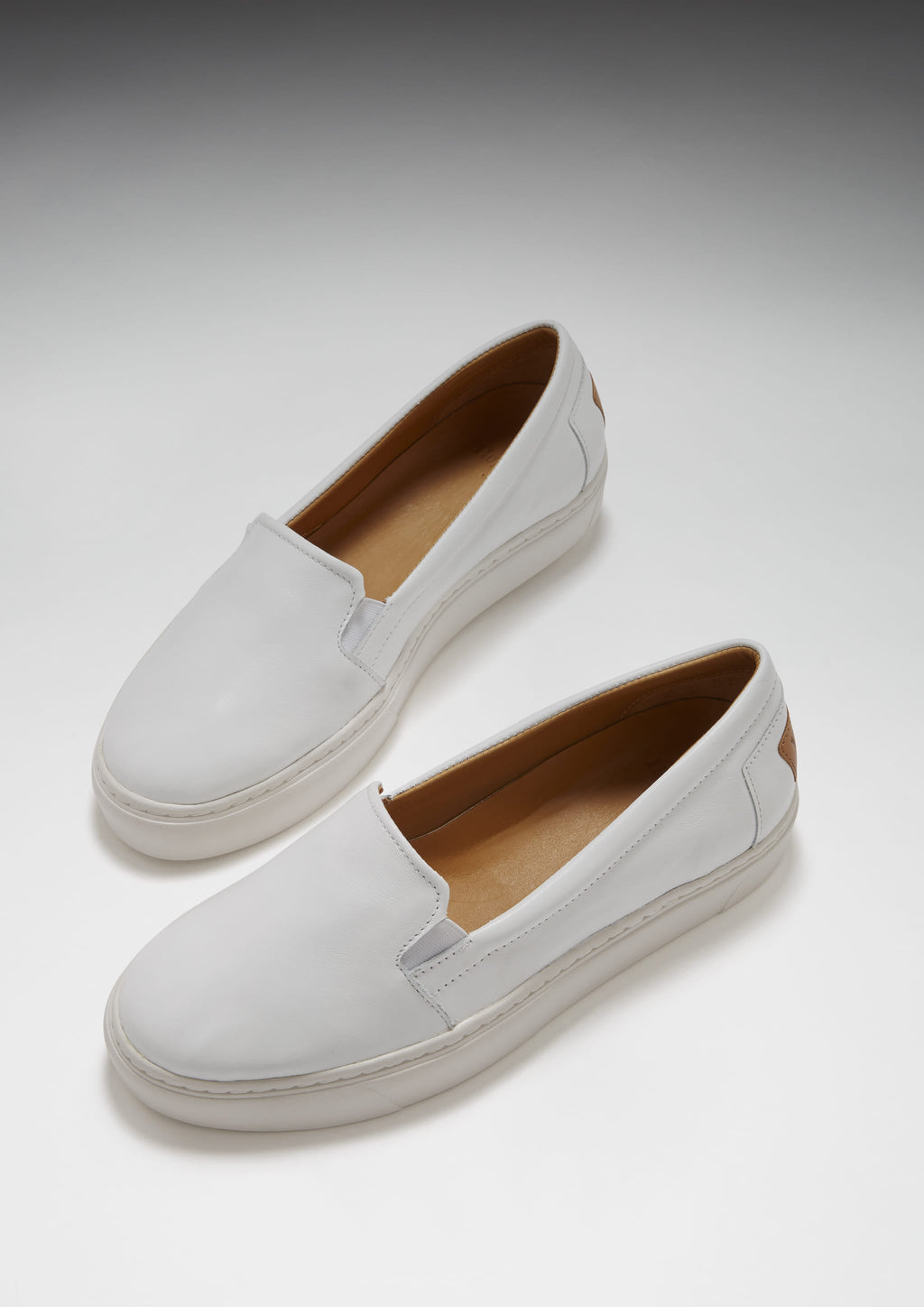 Women's White Leather Slip On Sneakers