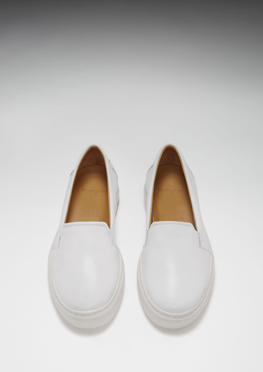 Women's White Leather Slip On Sneakers