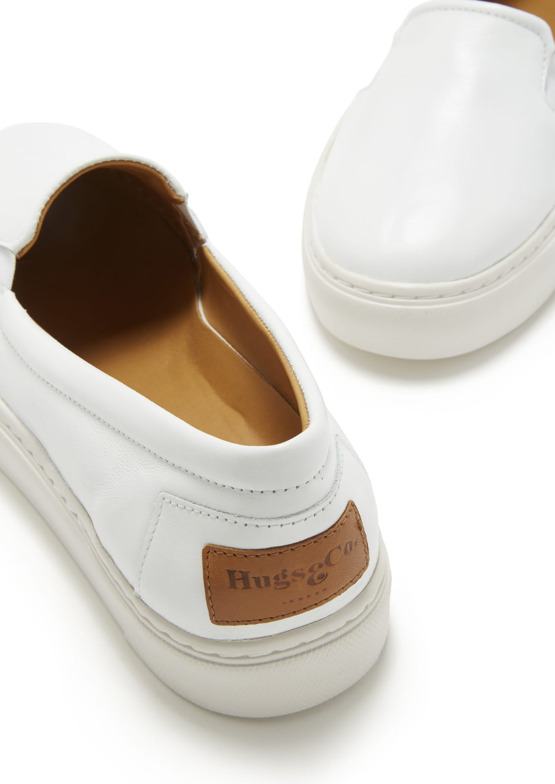 Women's White Leather Slip On Sneakers