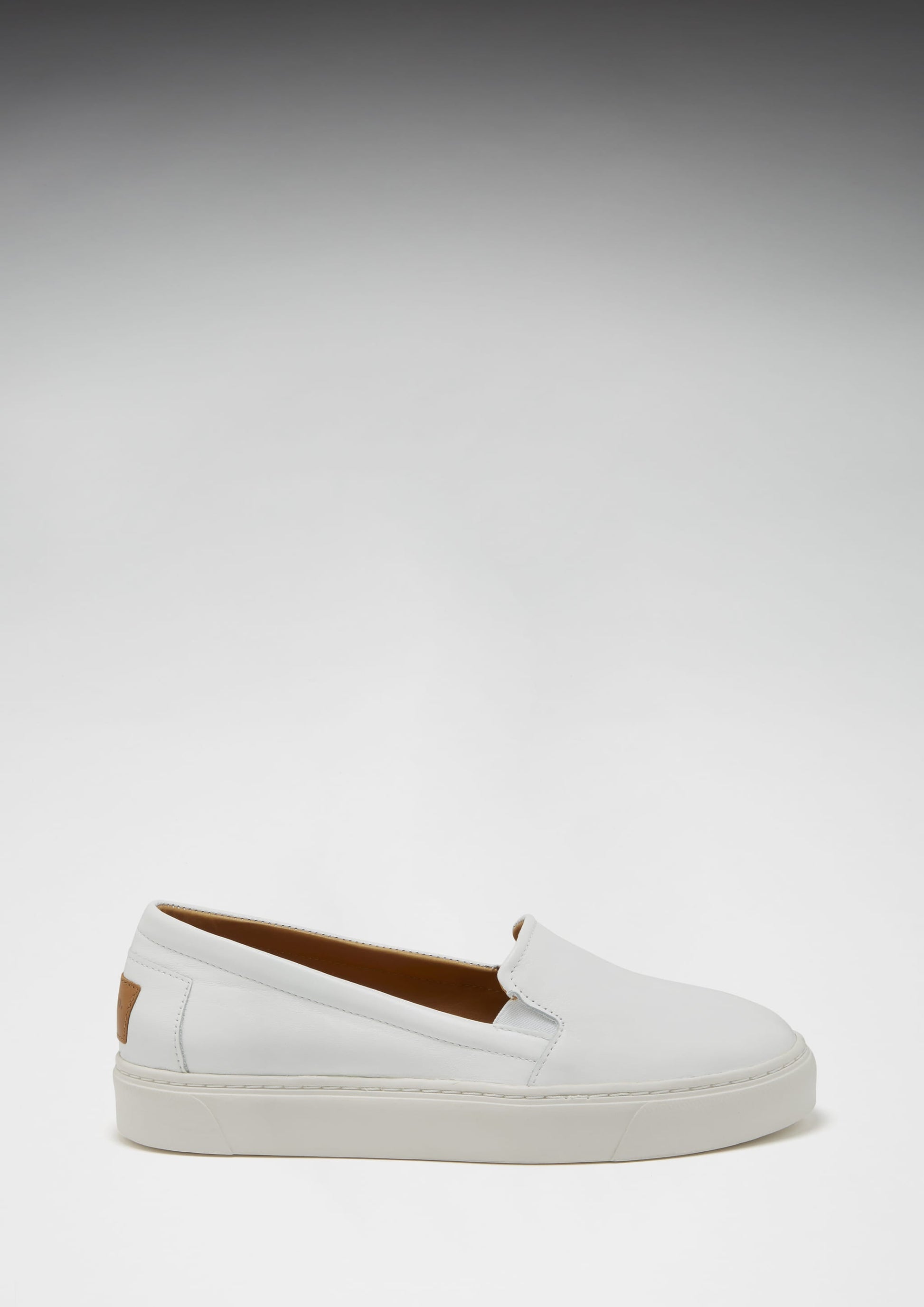 Women's White Leather Slip On Sneakers