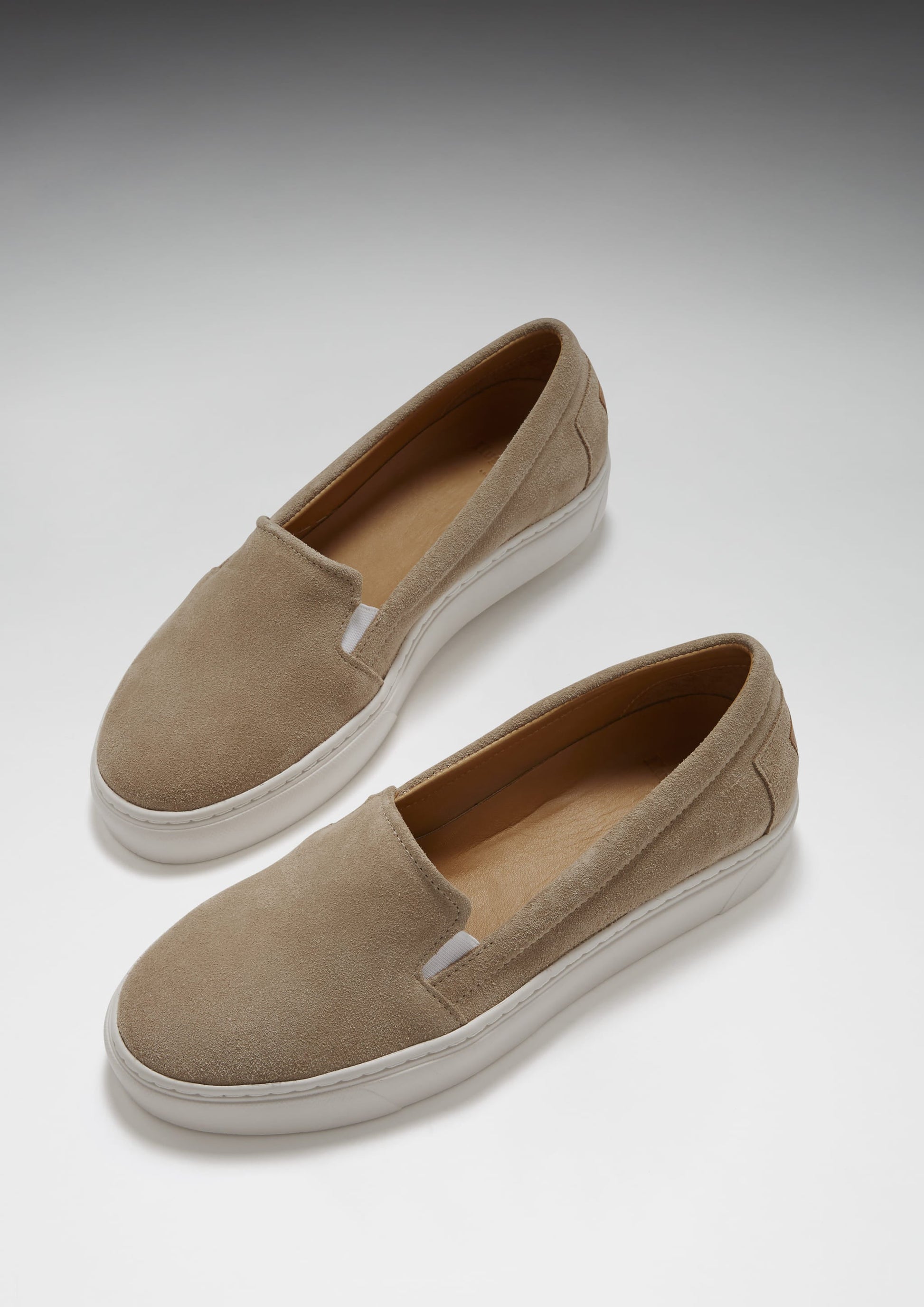 Women's Taupe Suede Slip On Sneakers