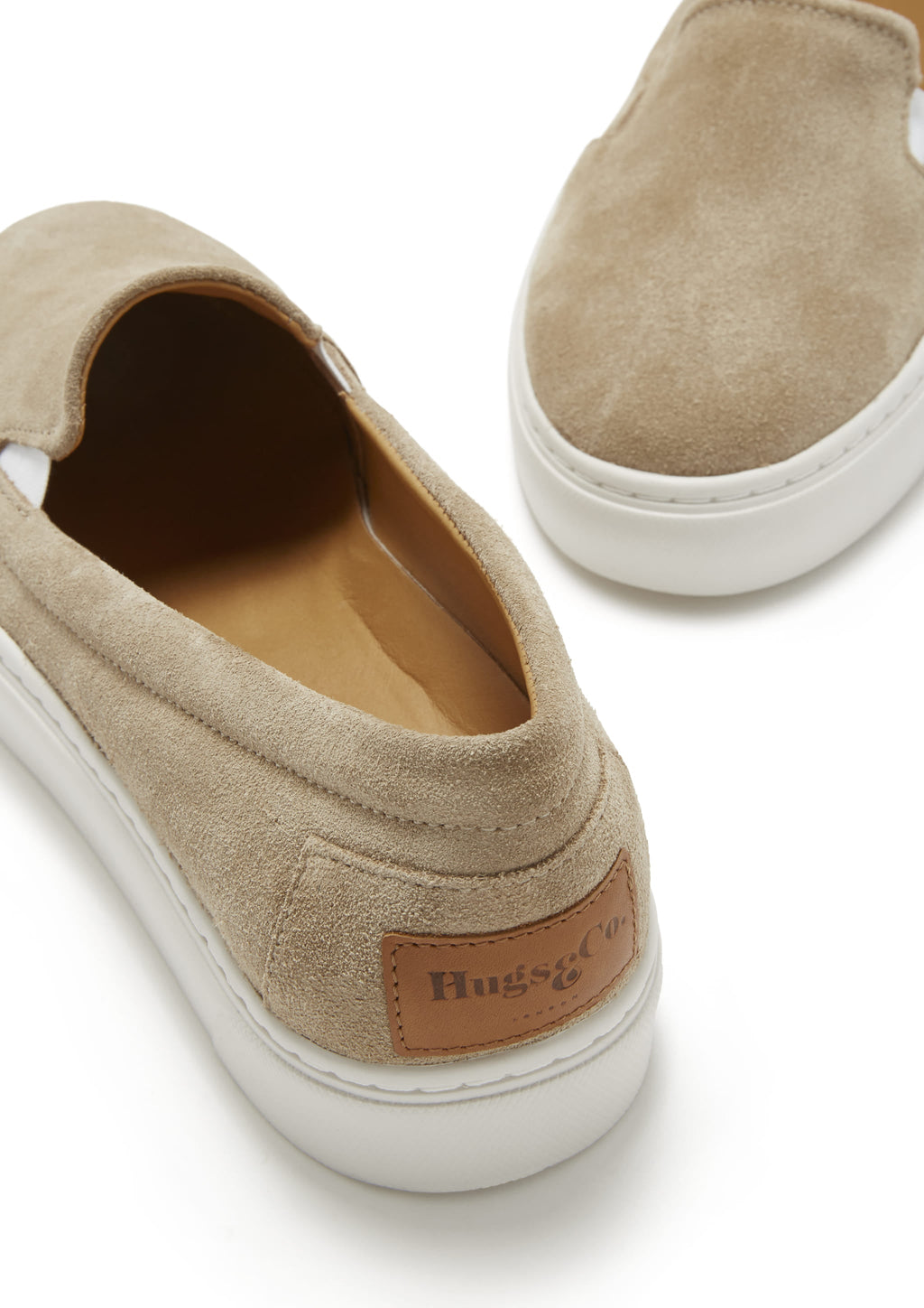 Women's Taupe Suede Slip On Sneakers