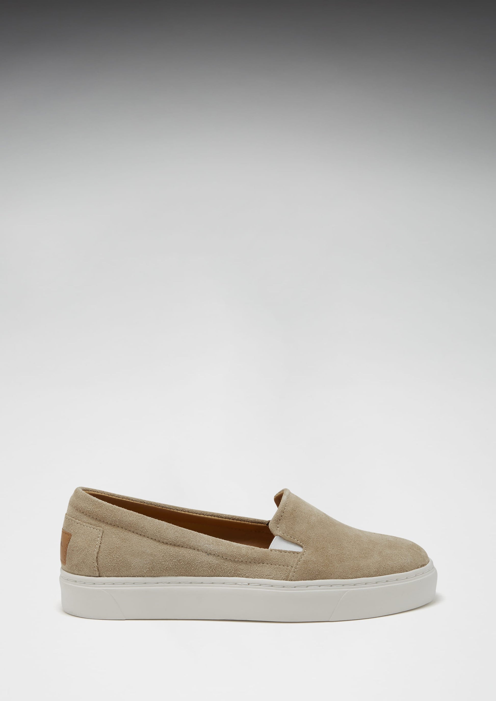Women's Taupe Suede Slip On Sneakers