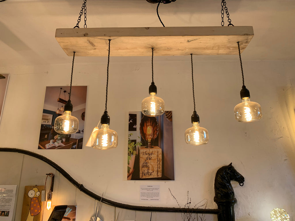 Wooden Beam Chandelier - Norwegian Spruce Cluster Pendant Light