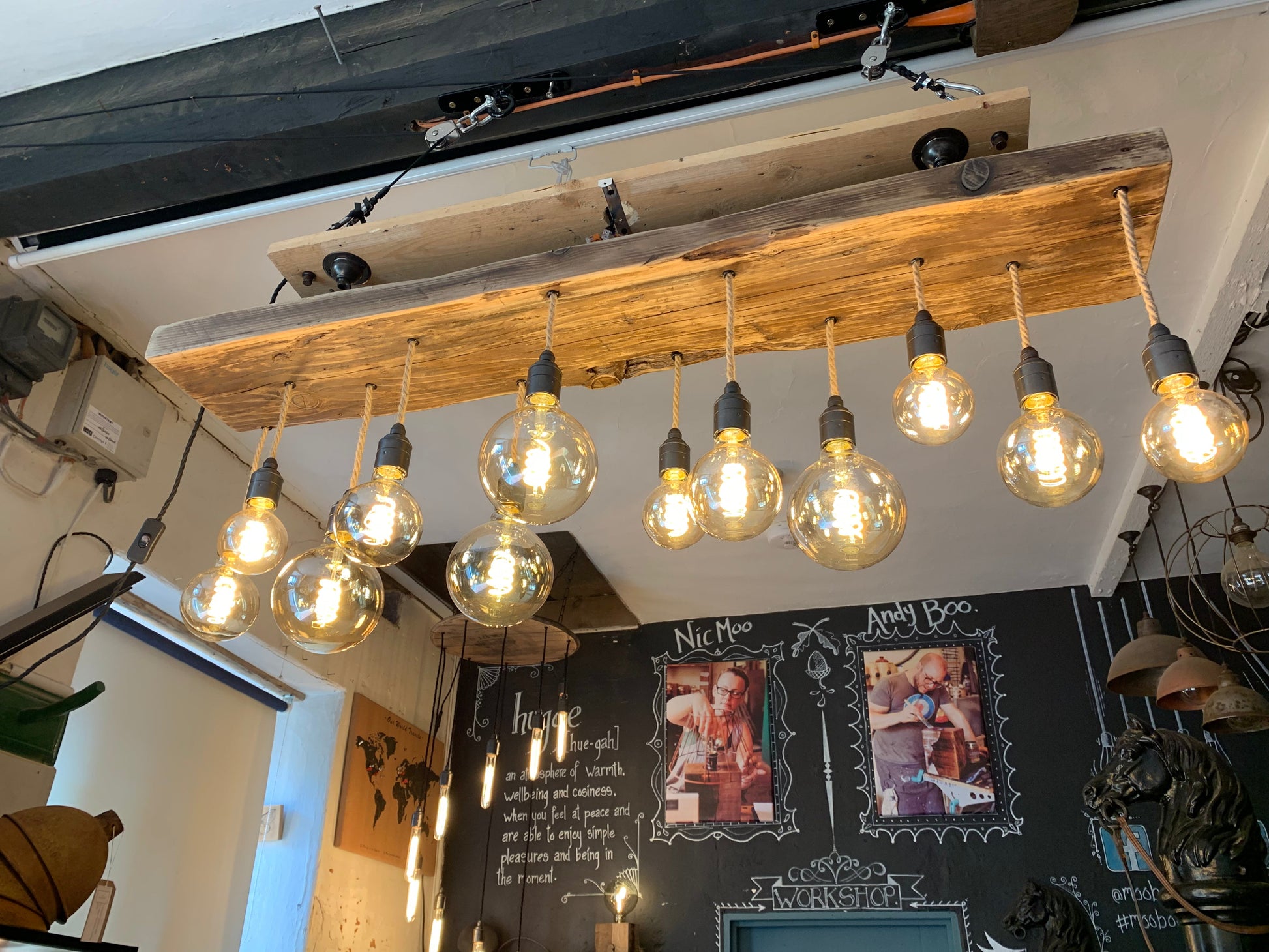 Wooden Beam Chandelier - Norwegian Spruce Cluster Pendant Light