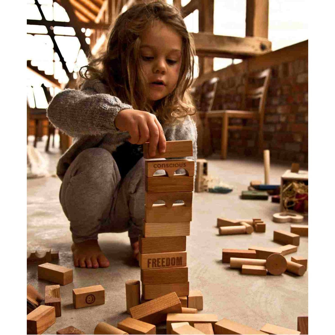 Wooden Story Blocks - 63-Piece Eco-Friendly Building Set for Creative Kids by Wooden Story at www.brixbailey.com