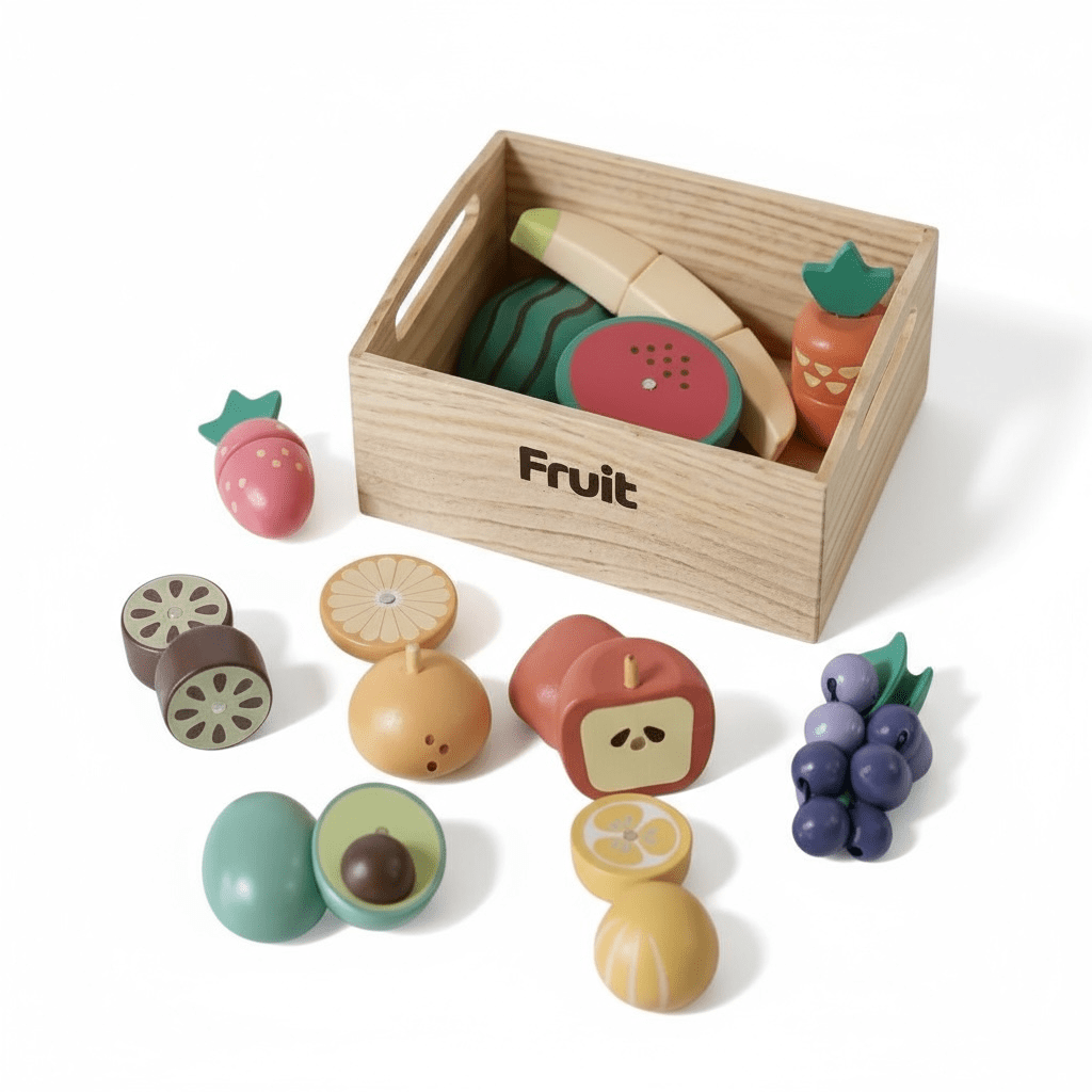 Wooden Fruit Play Set with Crate