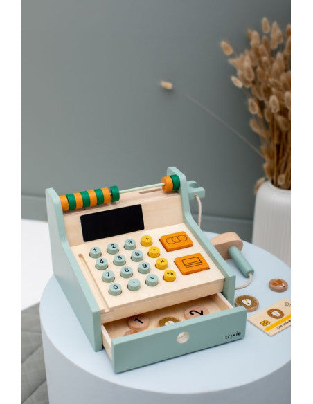 Interactive Wooden Cash Register – Fun & Educational Toy for Kids by Trixie Baby at brixbailey.com