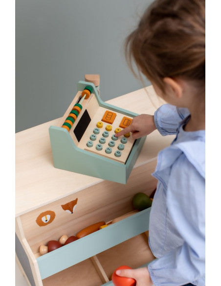 Wooden Cash Register for Kids – Fun & Educational Toy by Trixie Baby at brixbailey.com