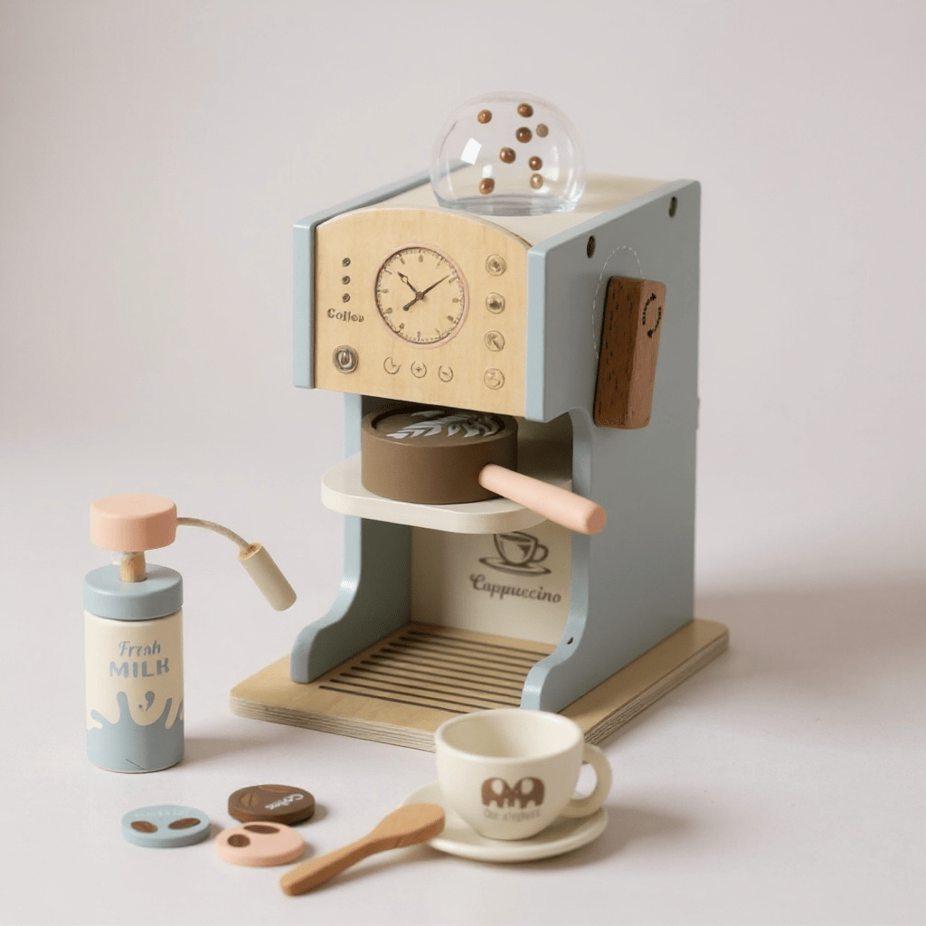 Wooden Coffee Maker Toy Set in Blue
