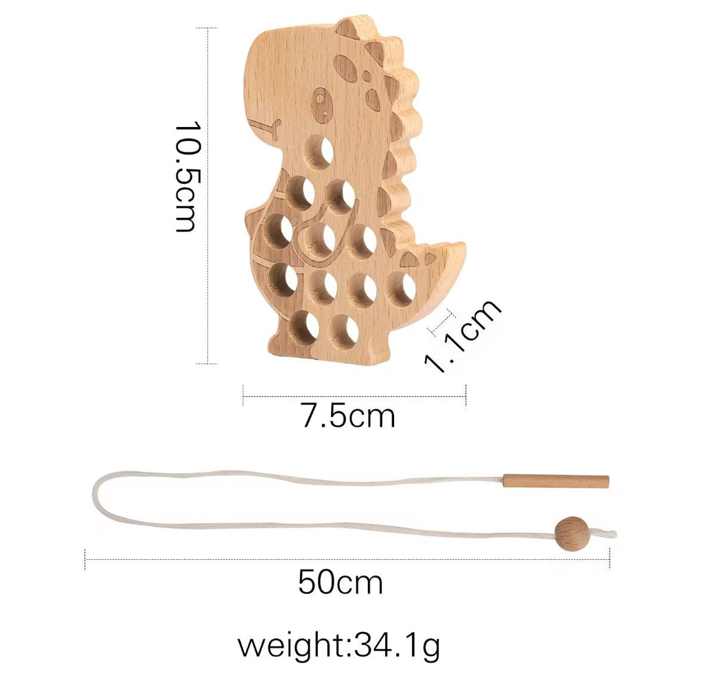 Wooden Dinosaur Lacing Toy for Toddlers