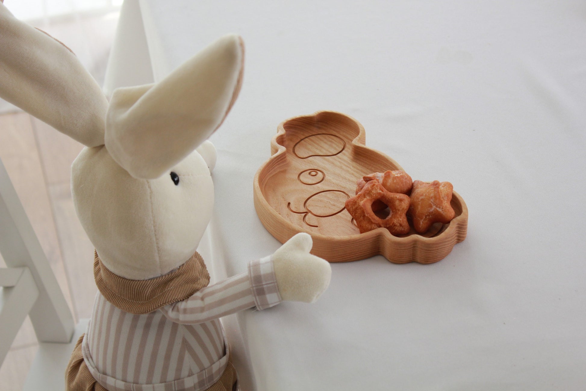 handmade wooden koala plate for kids - natural oak with smooth polished surface, perfect eco-friendly baby gift