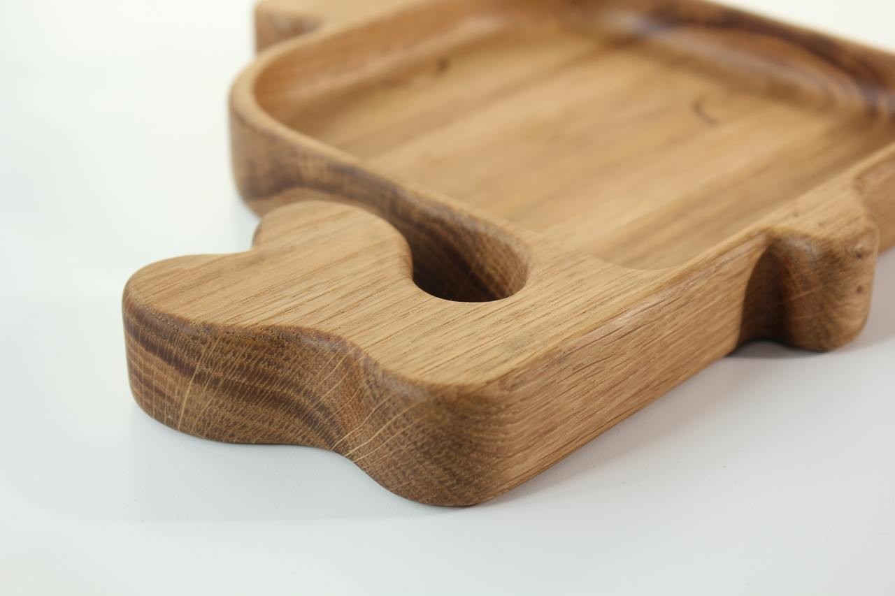 elegant handcrafted whale wooden plate for kids on a minimalist table