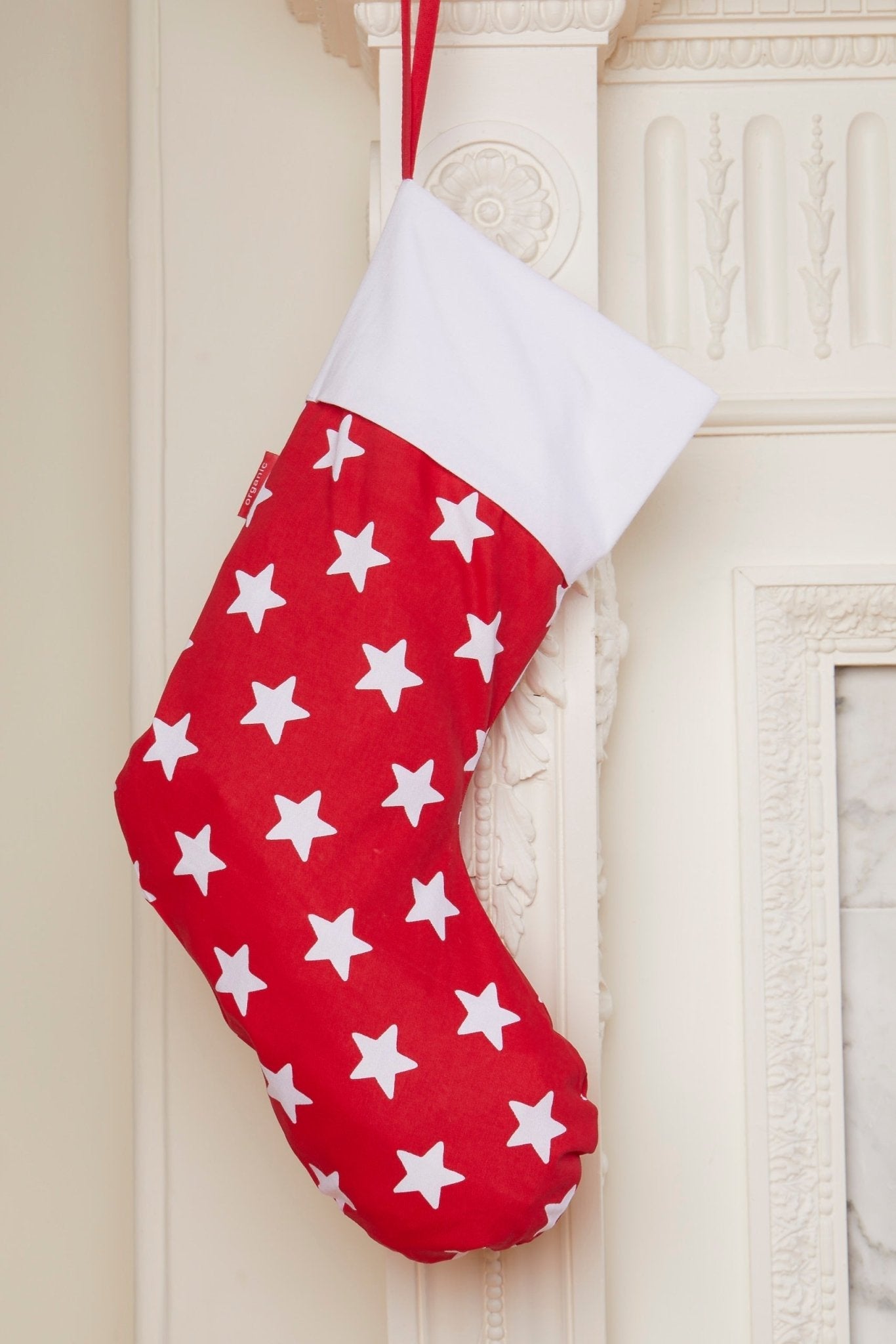 Organic Red Star Christmas Stocking