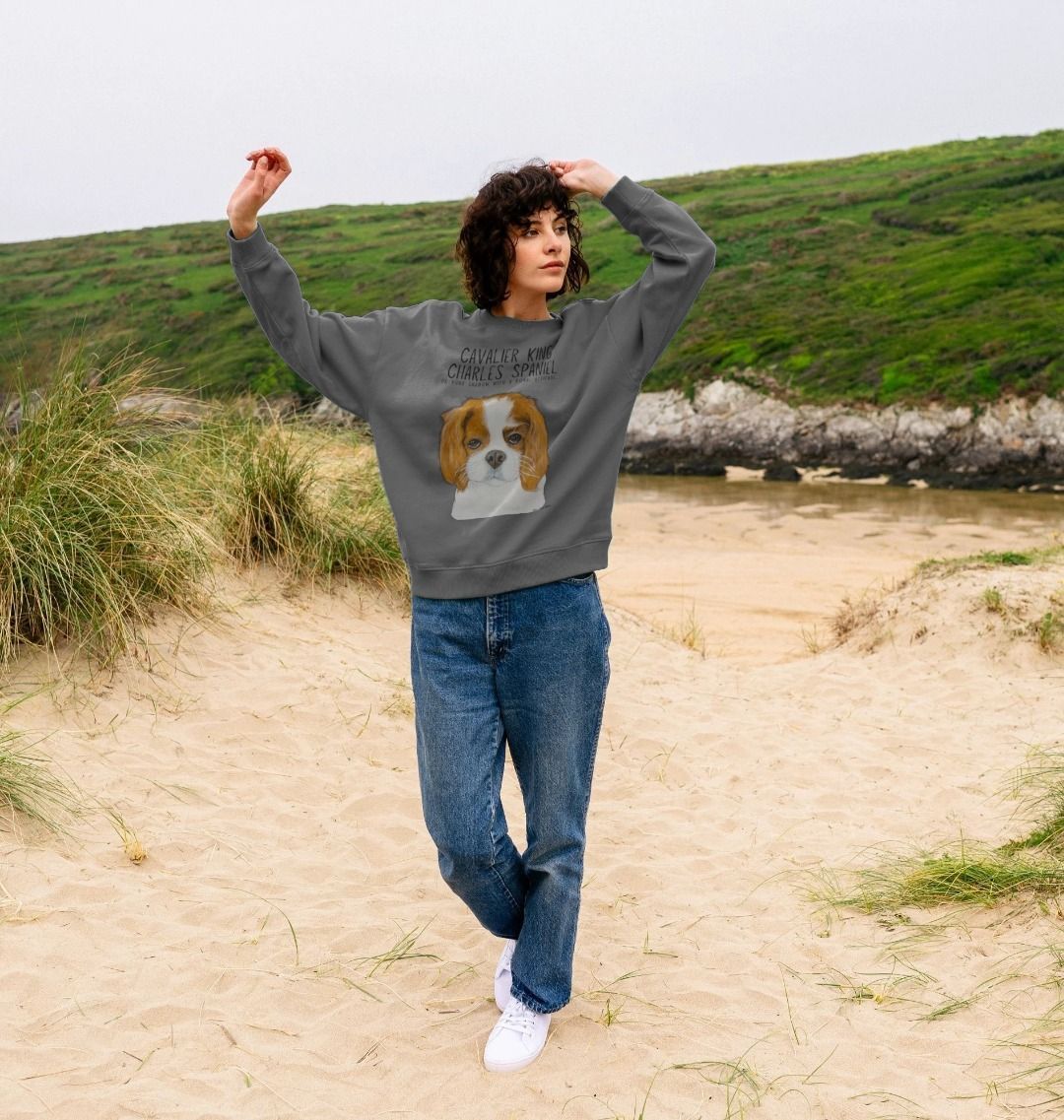 Oversized & Overruled: Eco-Luxe Sweatshirt with Cavalier Queen Energy