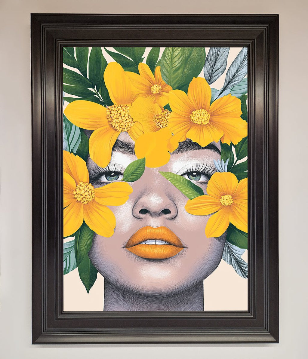 Yellow Flowers Head Framed Poster