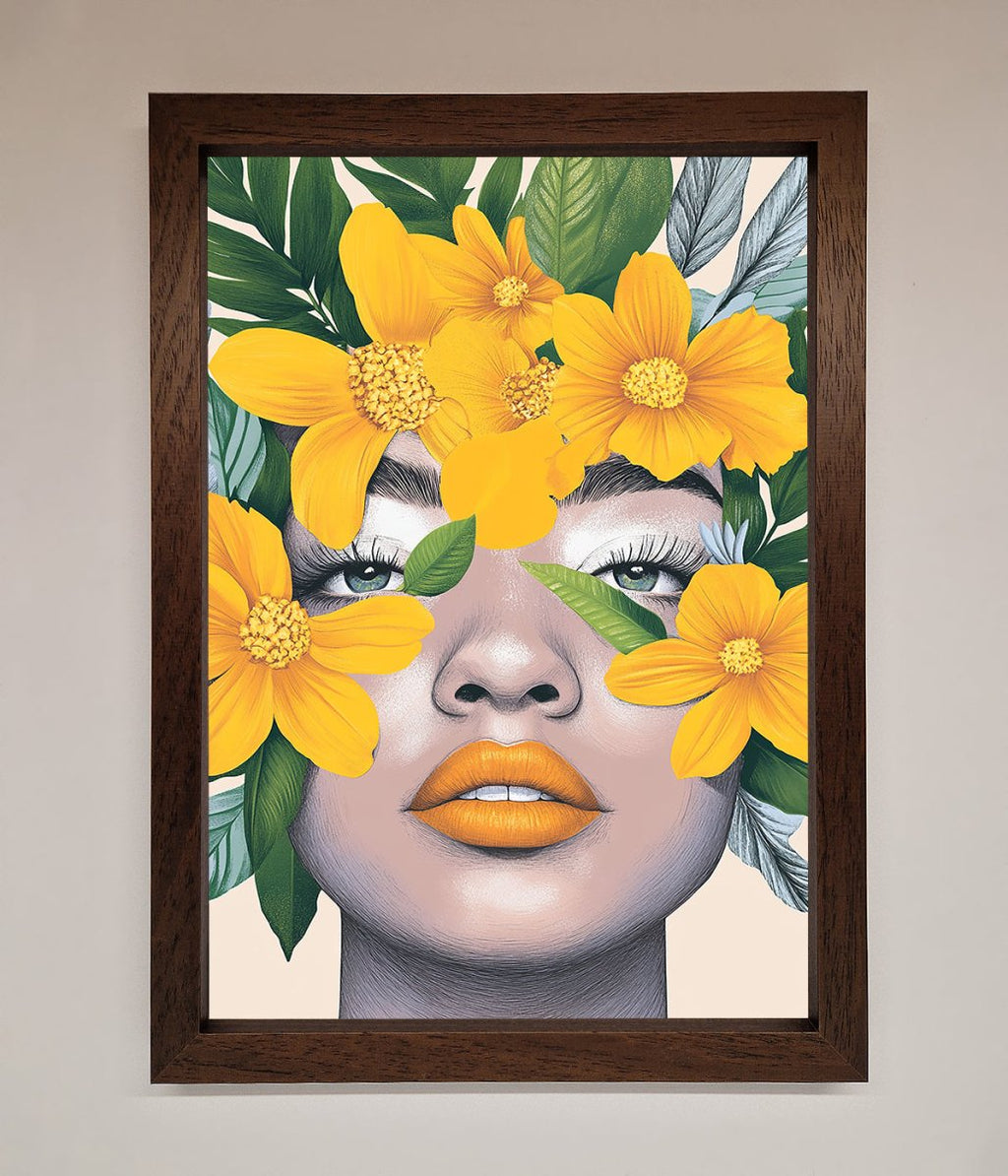 Yellow Flowers Head Framed Poster