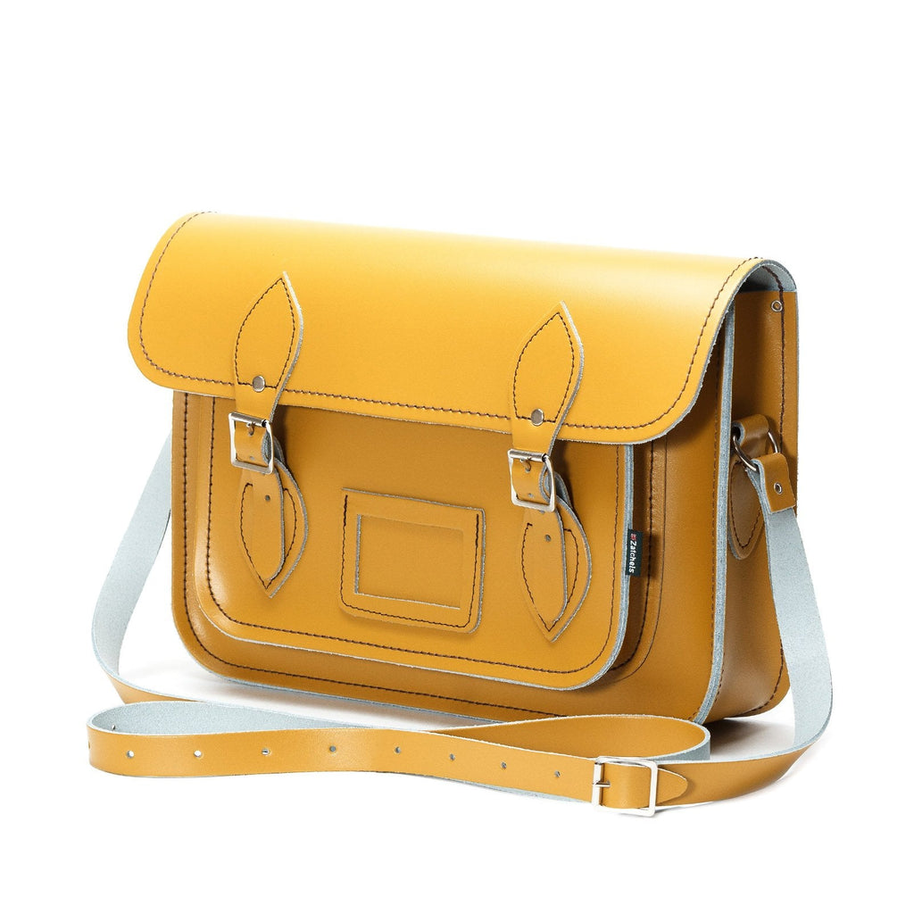 Handmade Leather Satchel - Yellow Ochre