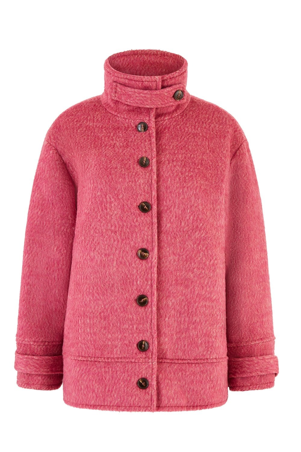 Yumi Pink Oversize Fit Button Up Jacket With High Collar