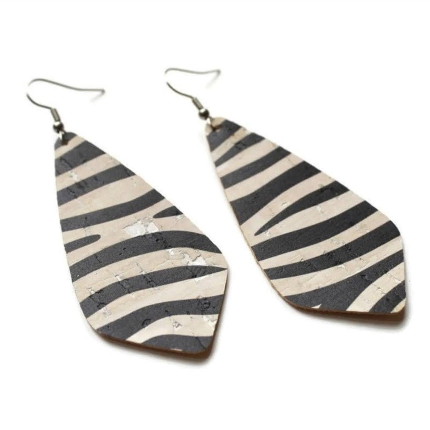 Zebra cork diamond earrings