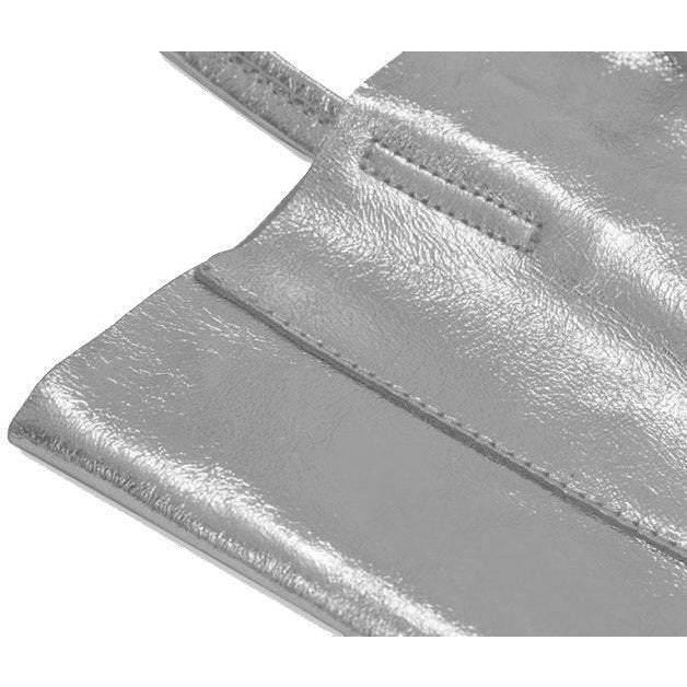 Silver Metallic Leather Tote Shopper Bag Brix Bailey Sostter