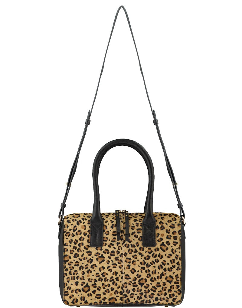 Leopard Print Haircalf Leather Crossbody Grab Bag Brix Bailey