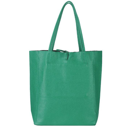 Green Leather Tote Shopper Bag Womens Sostter