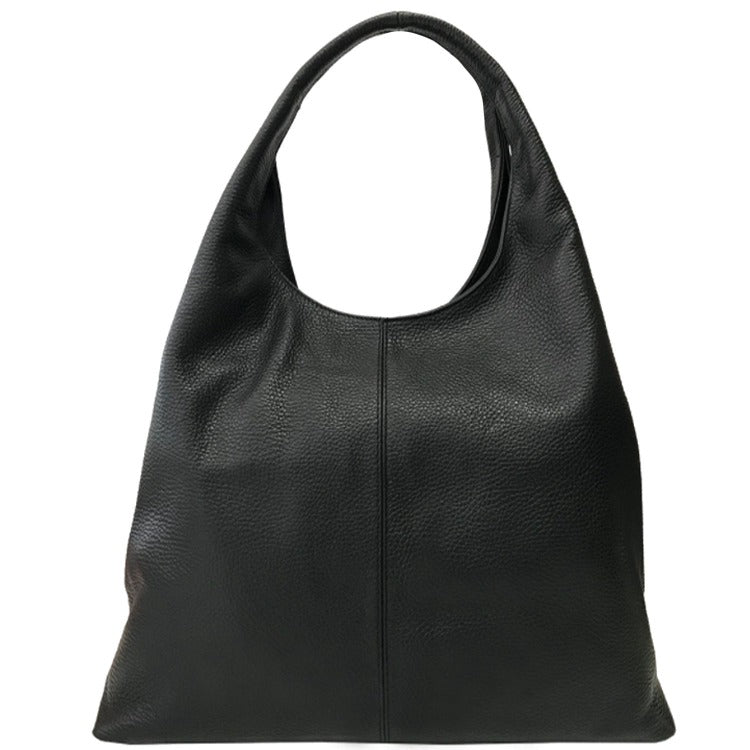 Black Double Handle Leather Hobo Bag  Brix and Bailey