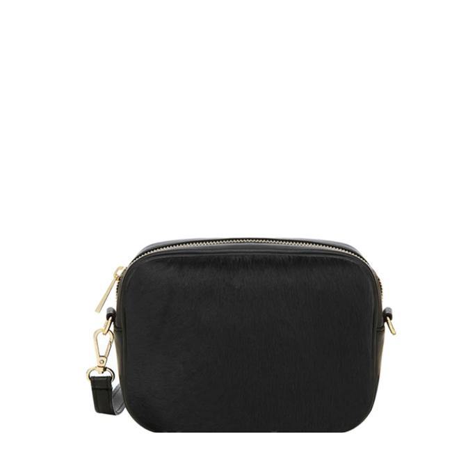 Black Hair On Hide Leather Small Cross-Body Bag - Brix and Bailey® - Contemporary Bag, Watch and Accessory Brand