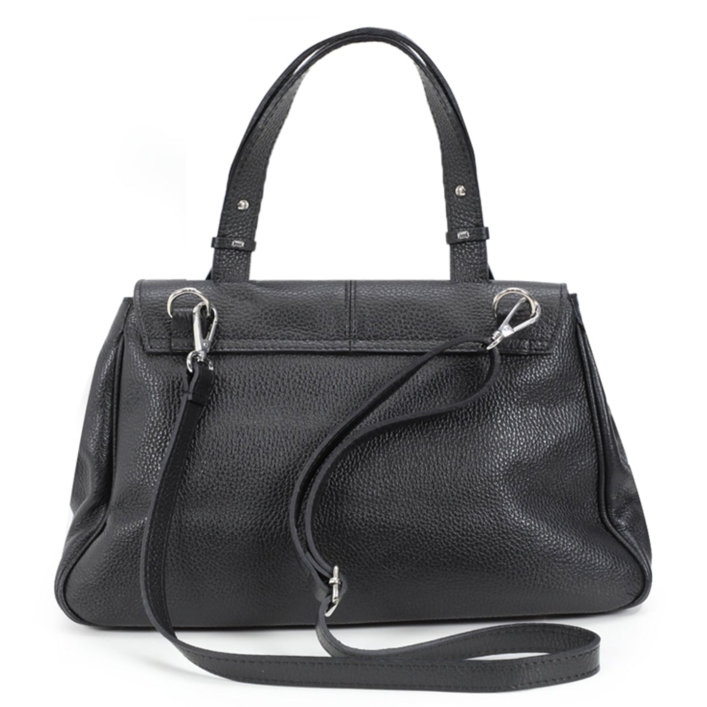 Black Pebbled Leather Tassel Grab Bag