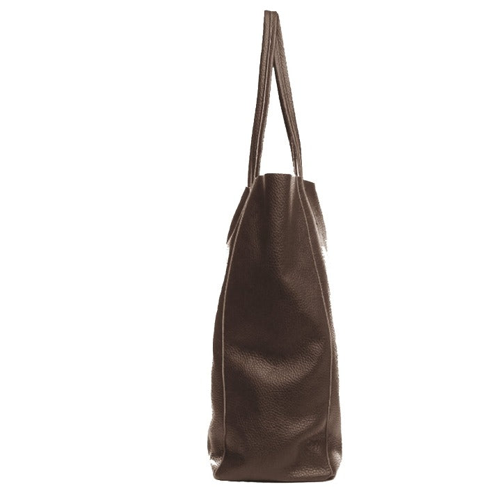 Chocolate Pebbled Leather Tote Shopper - Luxury & Functionality by Sostter at brixbailey.com