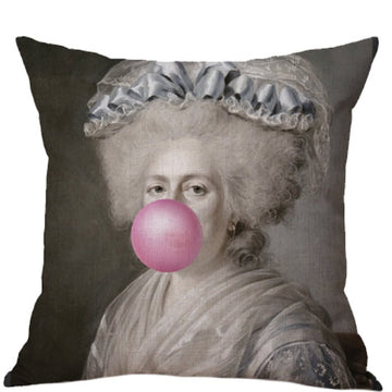 Pink Bubblegum Oil Painting Cushion Pillow