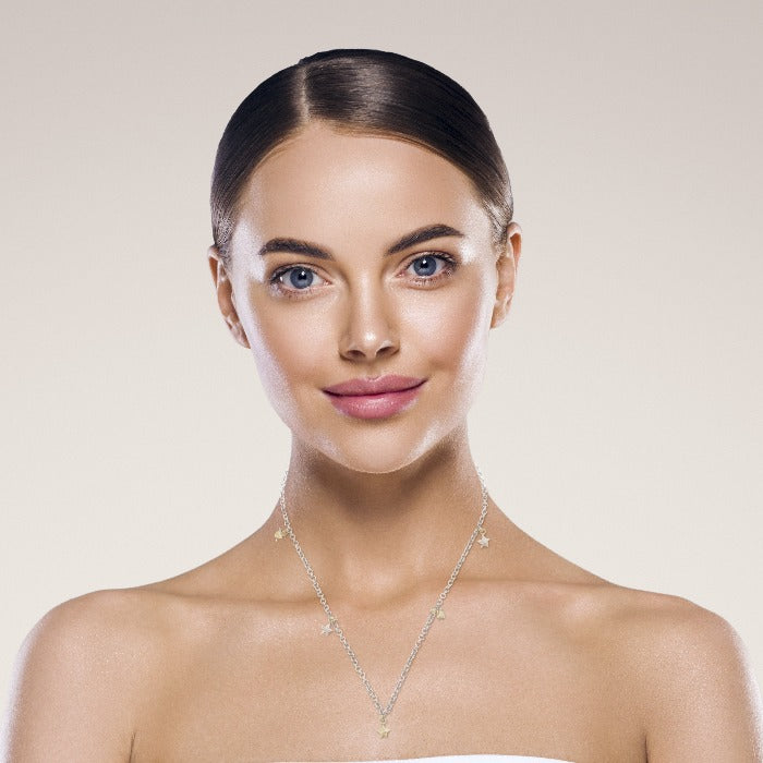 Sterling Silver & Gold Multi Charm Necklace – Hearts & Stars by Sostter at brixbailey.com
